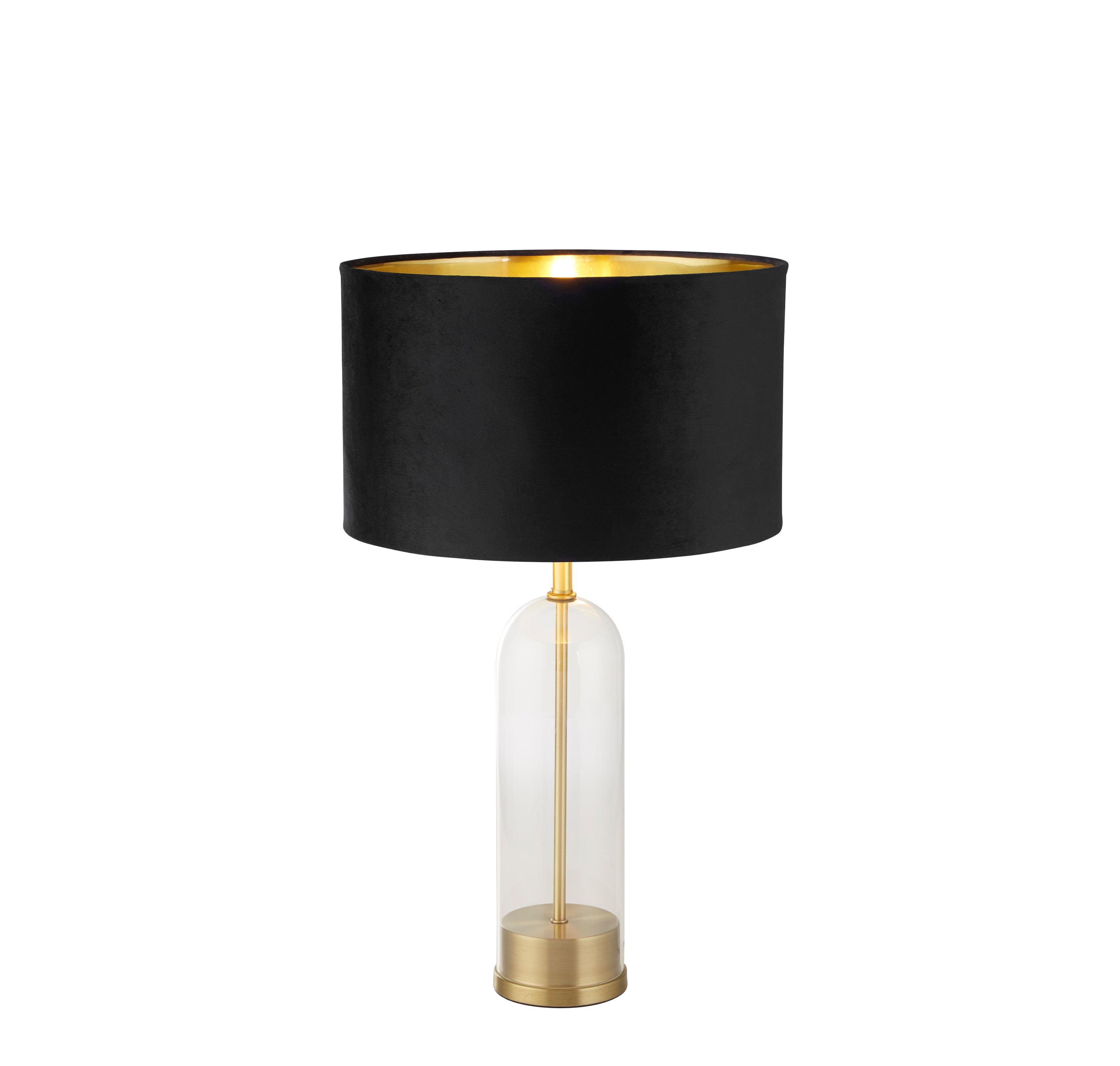 Searchlight Owen Table Lamp - Brass, Glass & Black Velvet Shade