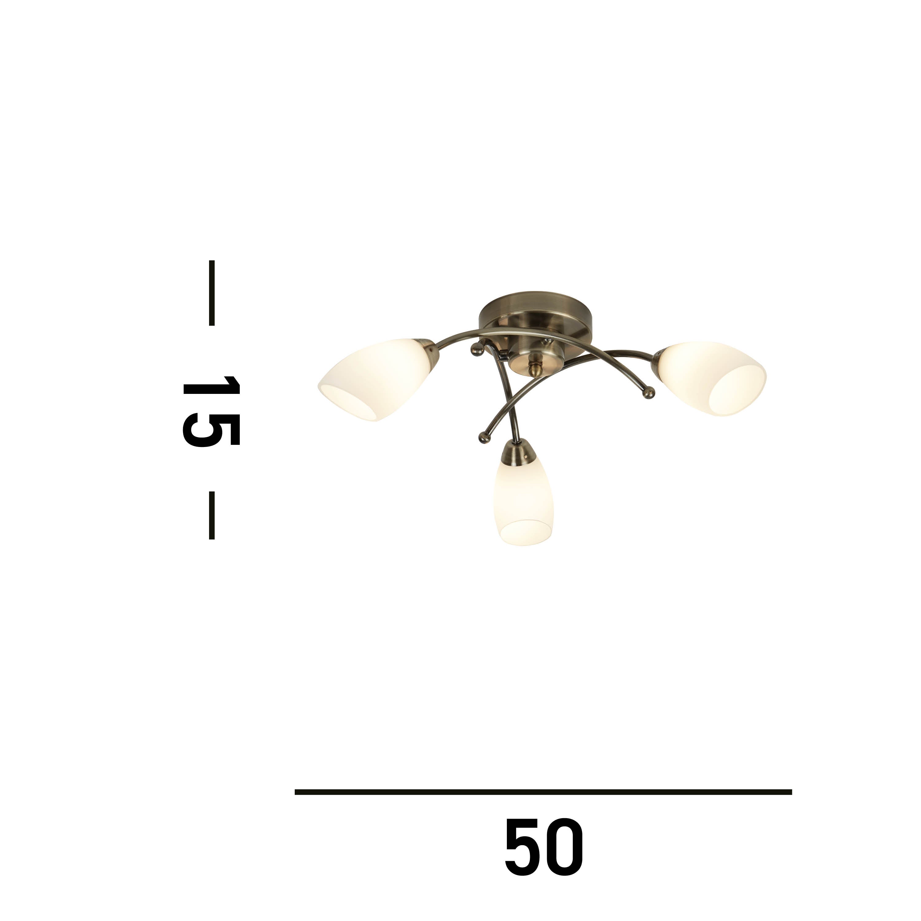 Searchlight Oakfield 3 Light Antique Brass Flush With Opal Glass