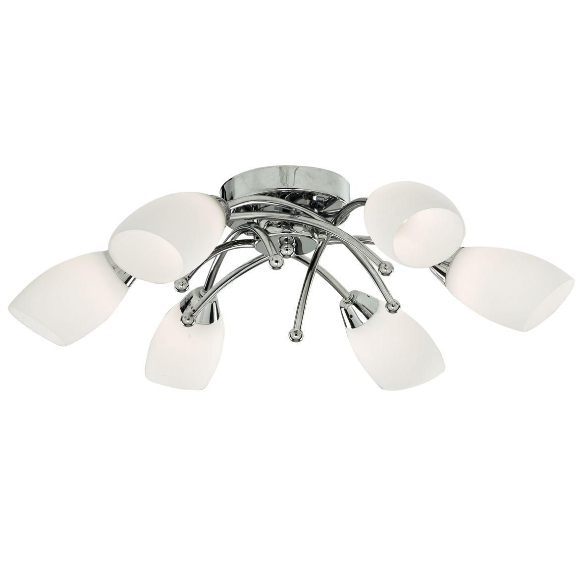 Searchlight Oakfield 6 Light Chrome Flush With Opal Glass