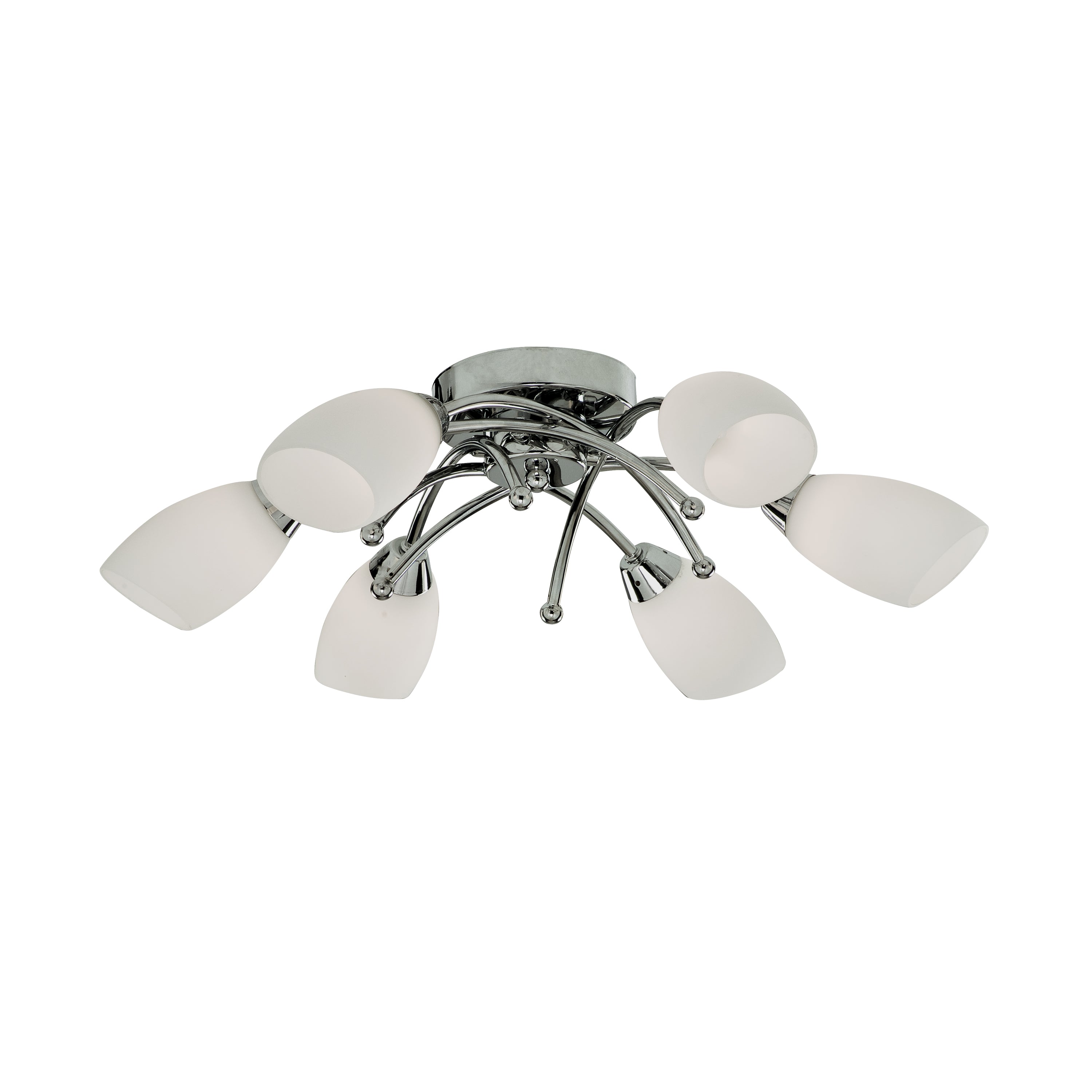 Searchlight Oakfield 6 Light Chrome Flush With Opal Glass