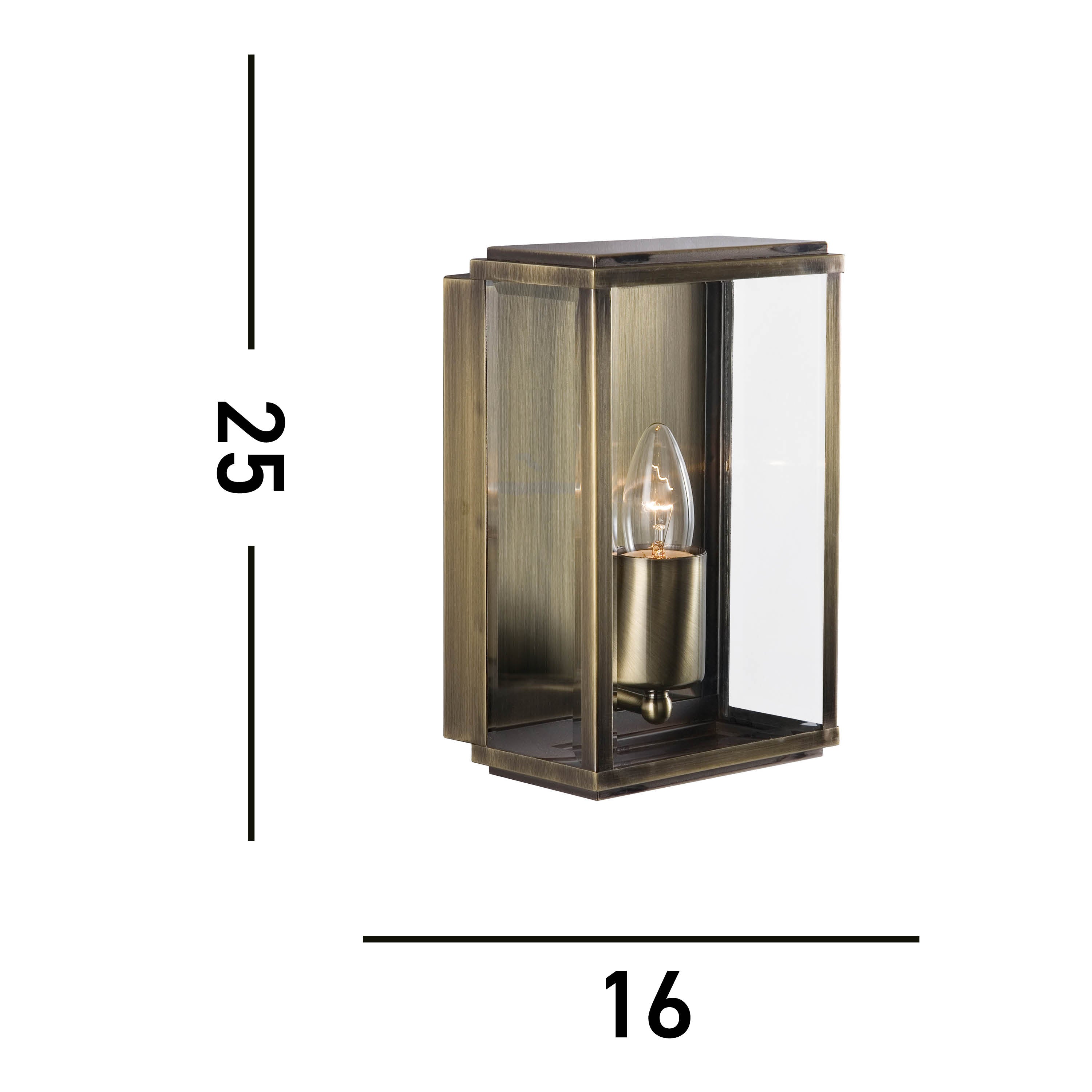 Searchlight Byron Outdoor Wall & Porch Light - Antique Brass & Glass
