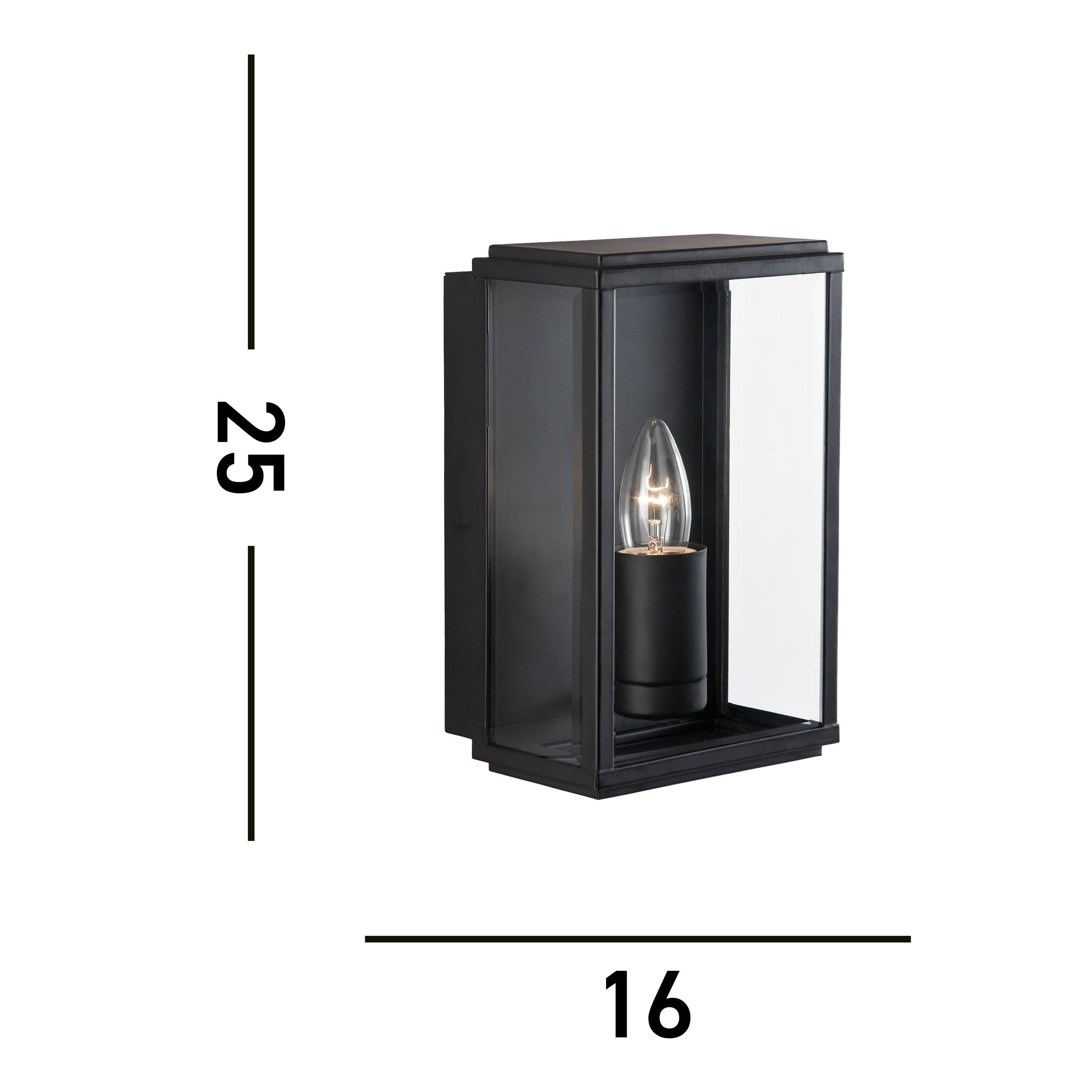 Searchlight Byron Outdoor Wall & Porch Light - Black & Glass