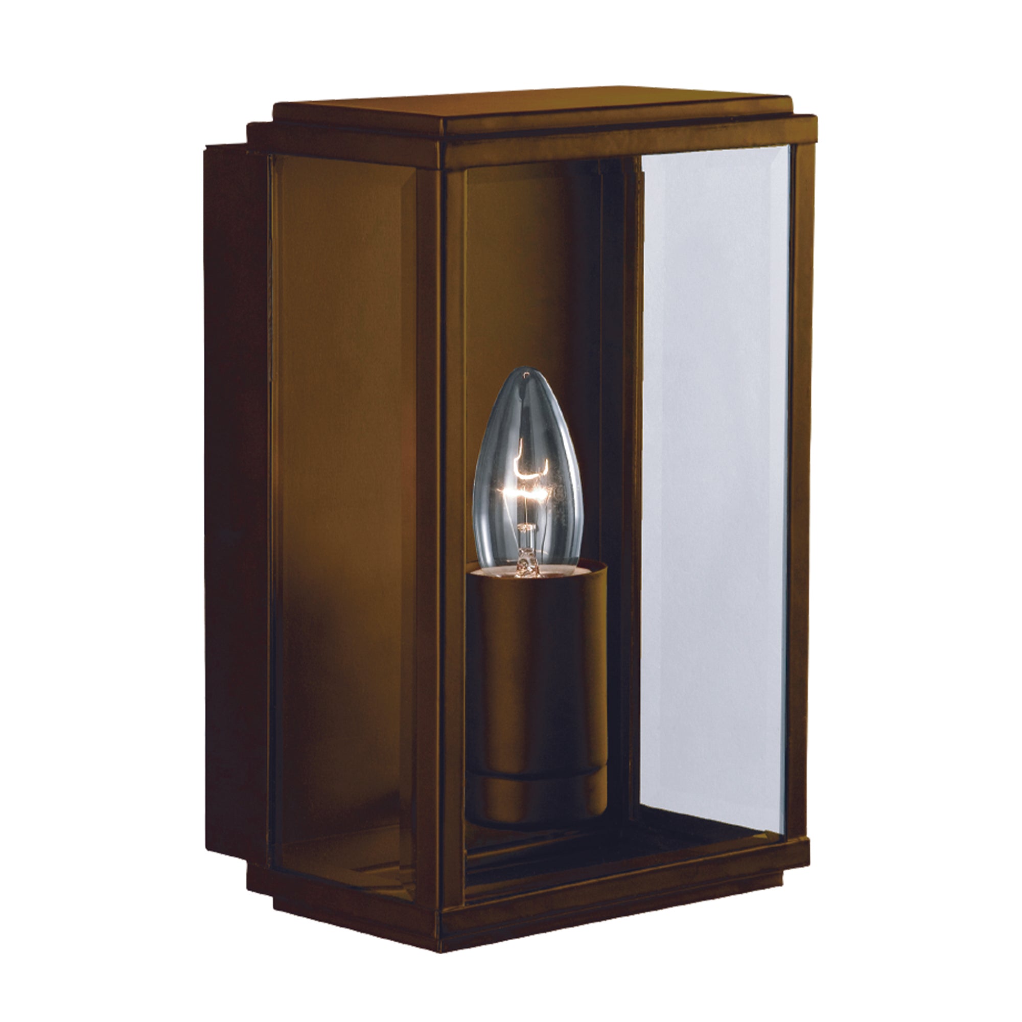 Searchlight Byron Outdoor Wall Light - Rustic Brown & Glass