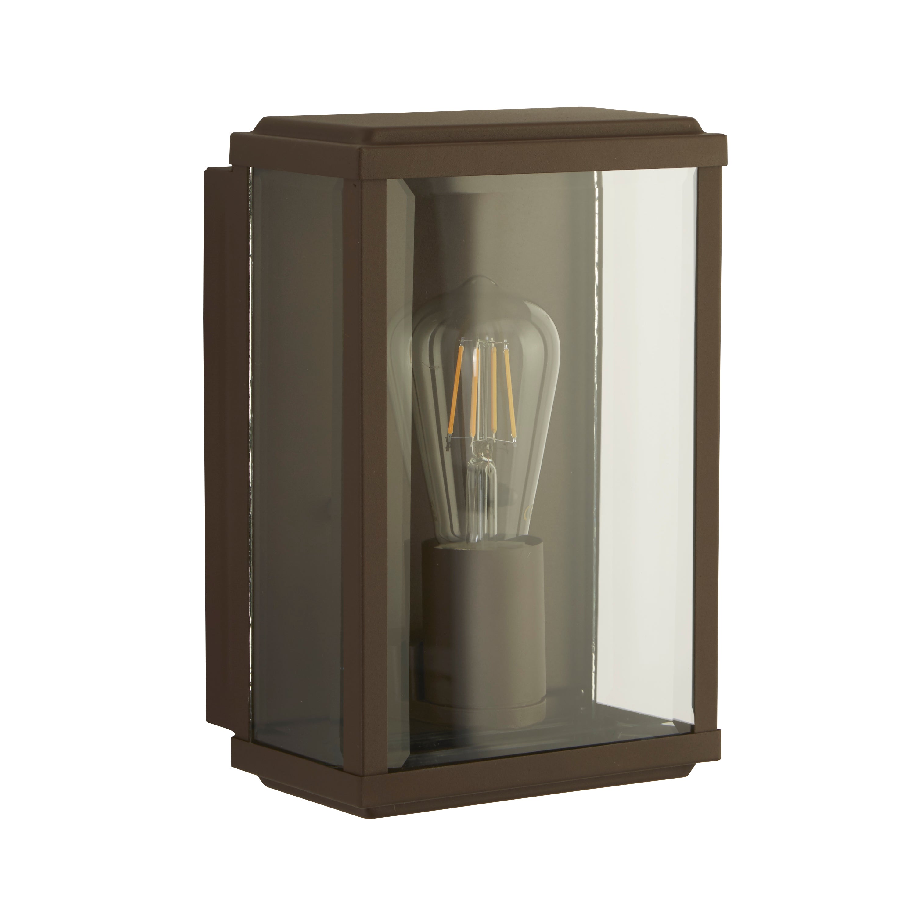 Searchlight Byron Outdoor Wall Light - Rustic Brown & Glass