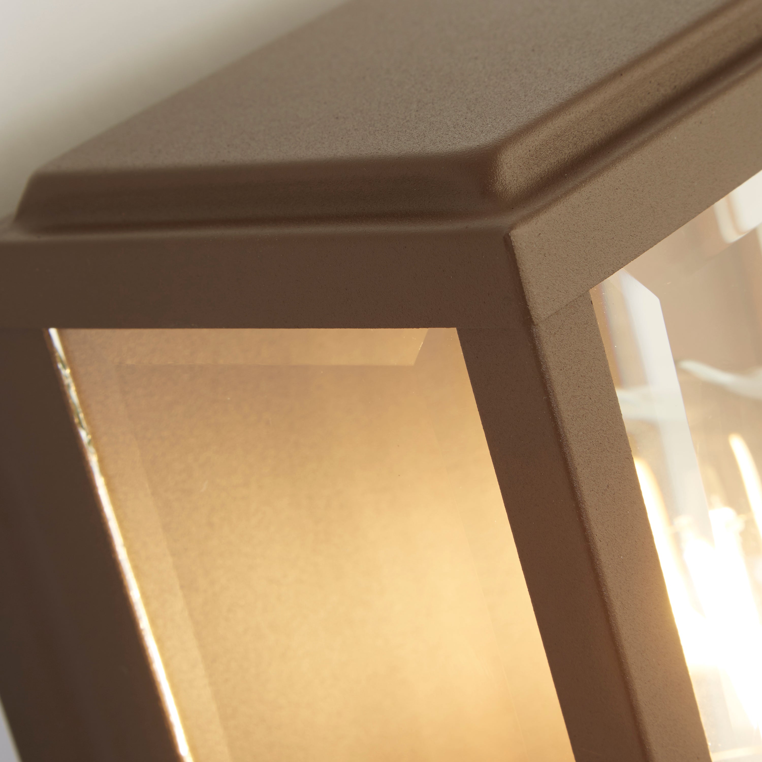 Searchlight Byron Outdoor Wall Light - Rustic Brown & Glass