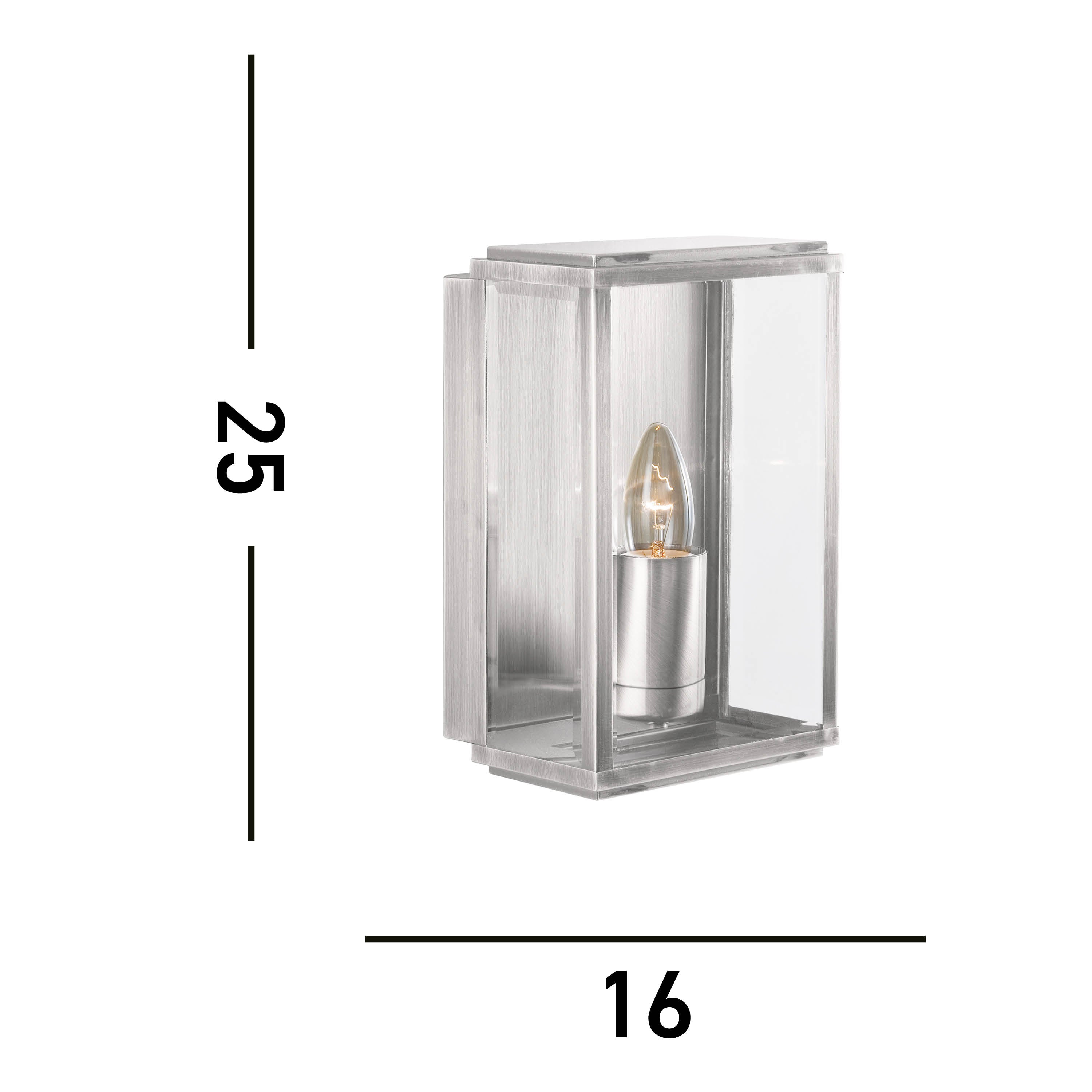 Searchlight Byron Outdoor Wall & Porch Light - Satin Silver & Glass