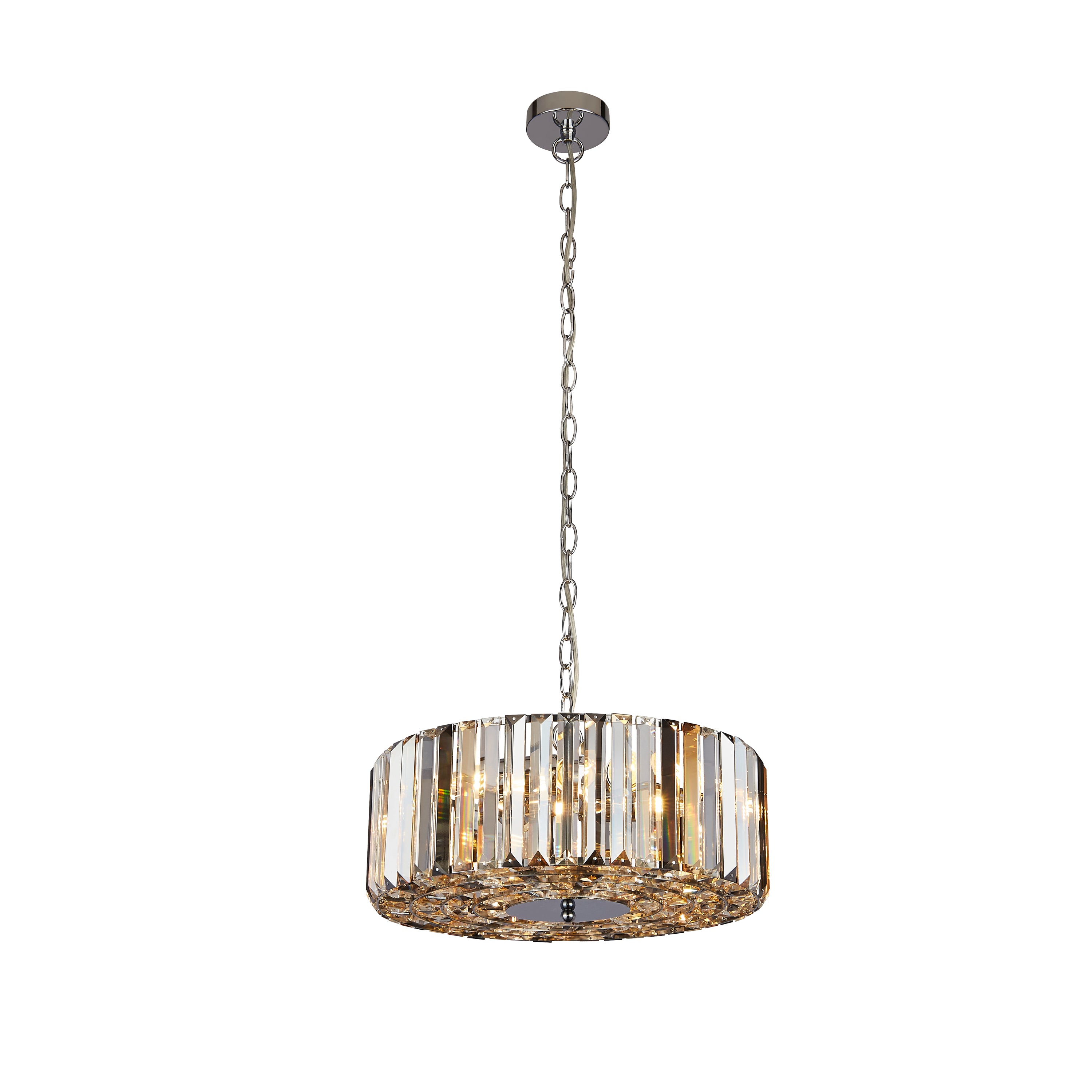 Searchlight Cameron 4 Light Pendant/Semi-Flush- Amber, Smoke & Clear Crystal