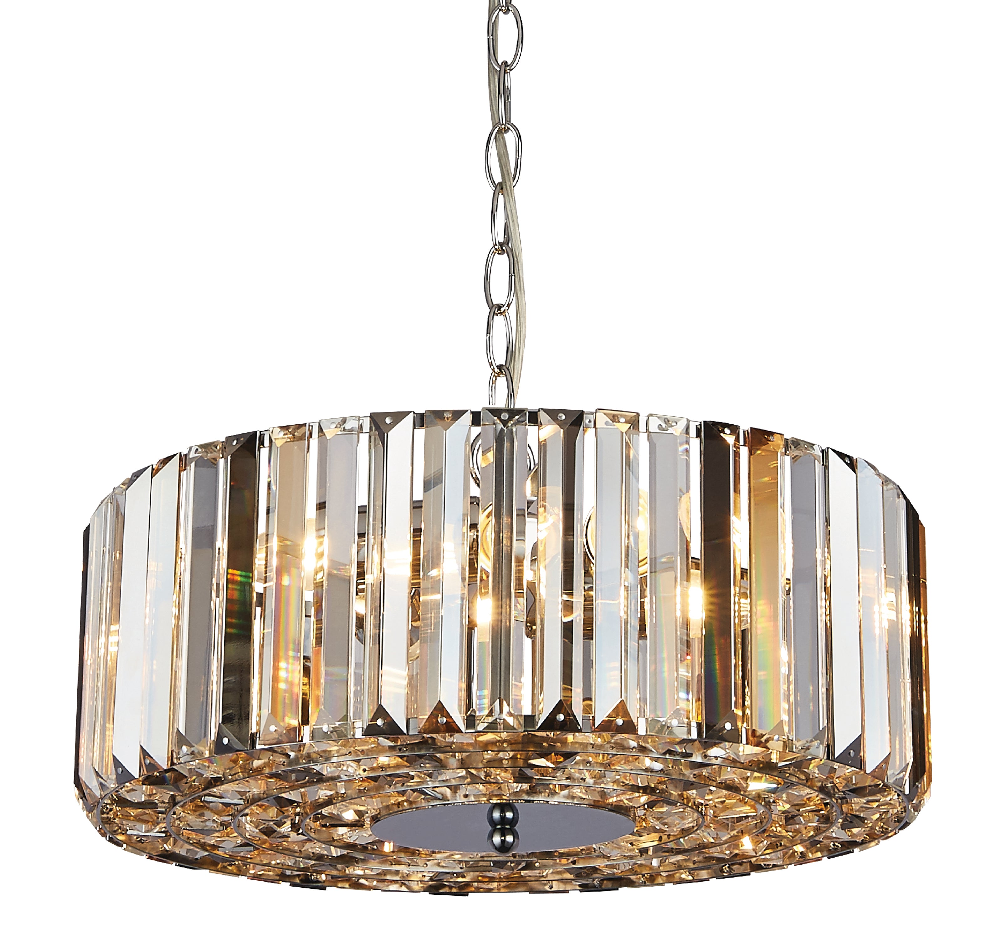 Searchlight Cameron 5 Light Pendant/Semi-Flush - Amber, Smoke & Clear Crystal
