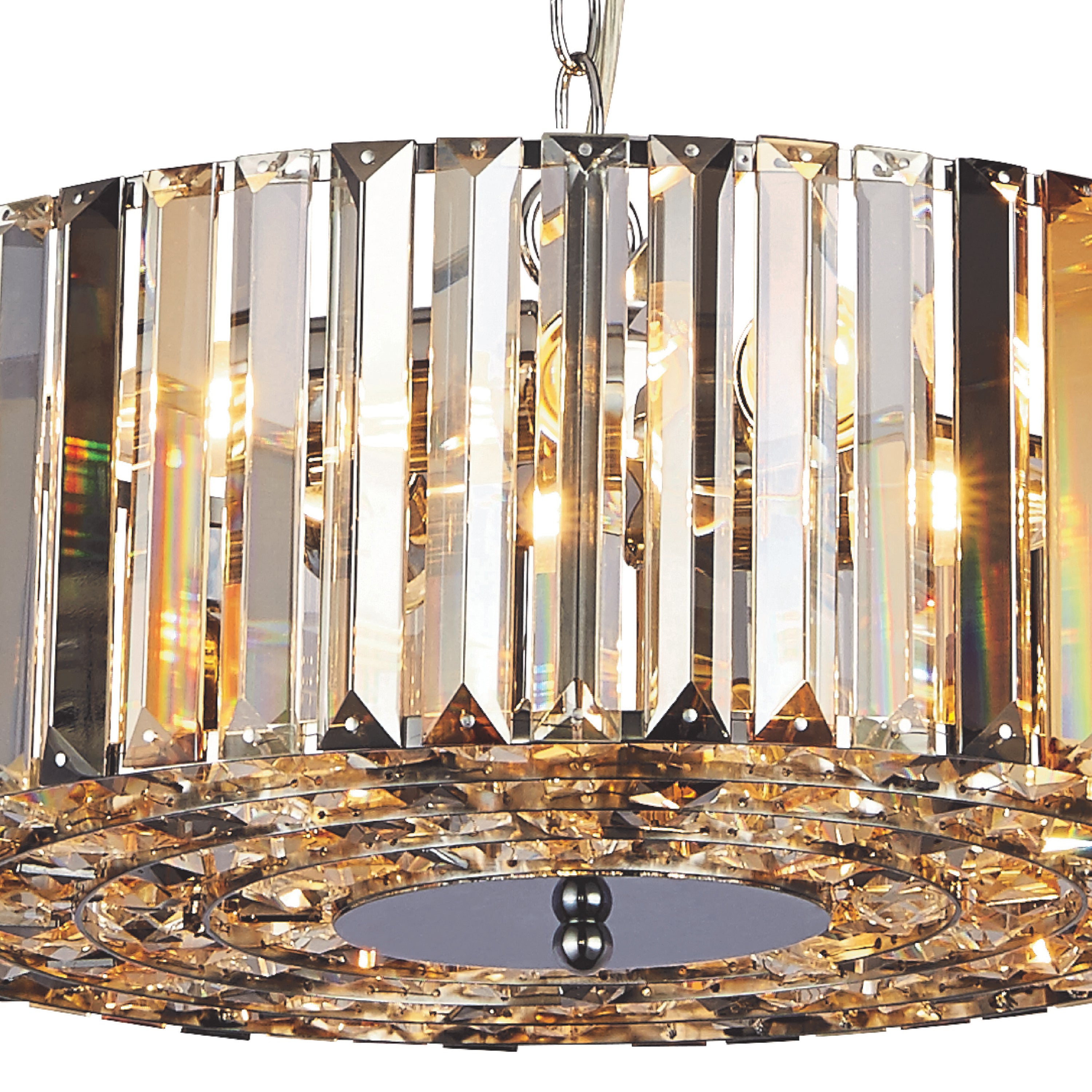 Searchlight Cameron 5 Light Pendant/Semi-Flush - Amber, Smoke & Clear Crystal