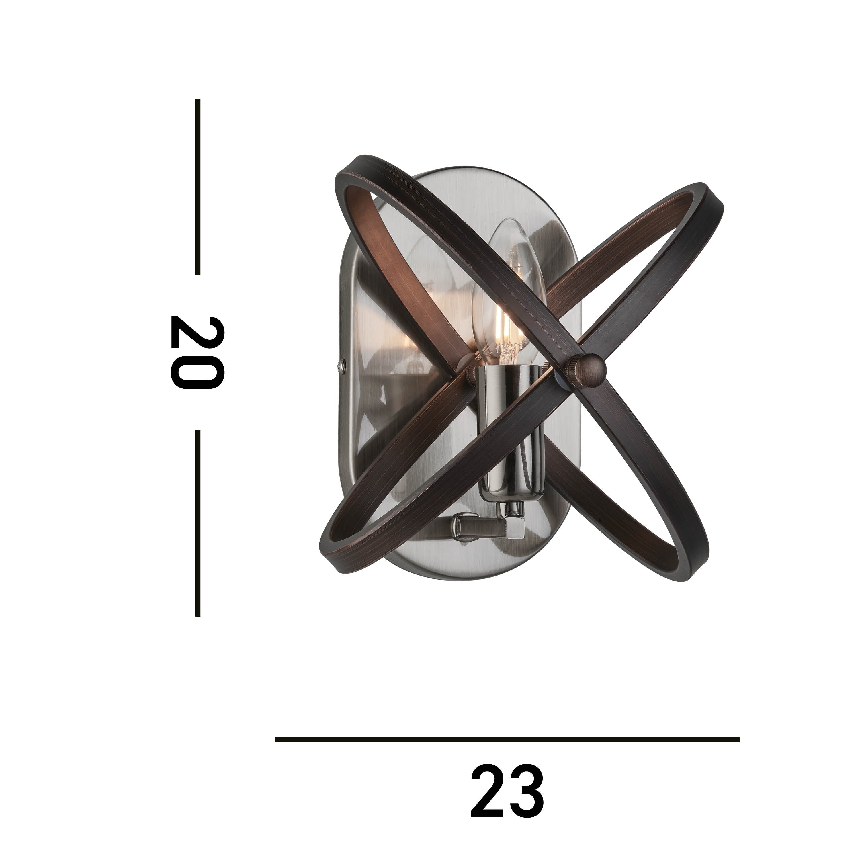 Searchlight Harding Single Wall Light - Pewter & Black Metal