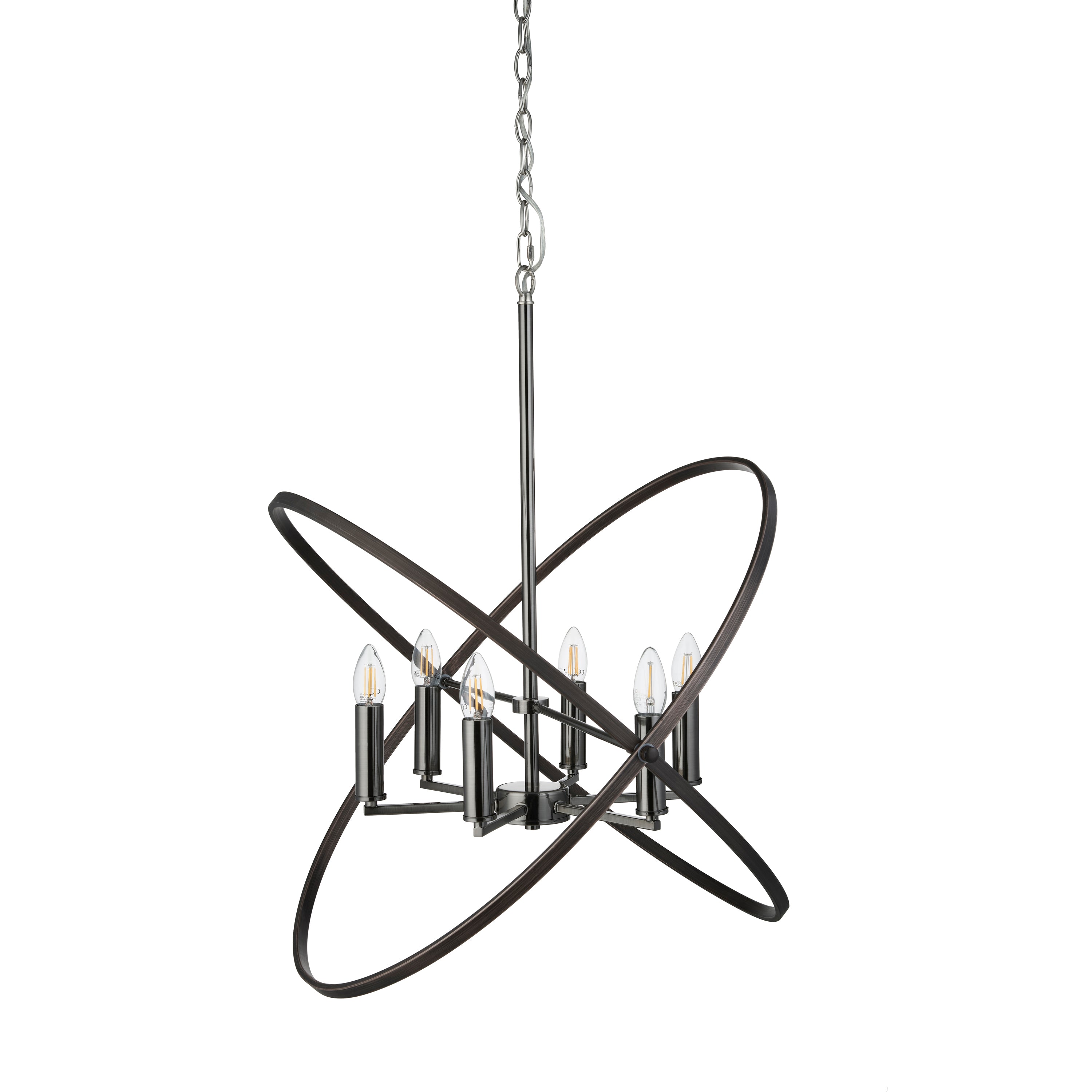 Searchlight Harding 6 Light Pendant, Pewter
