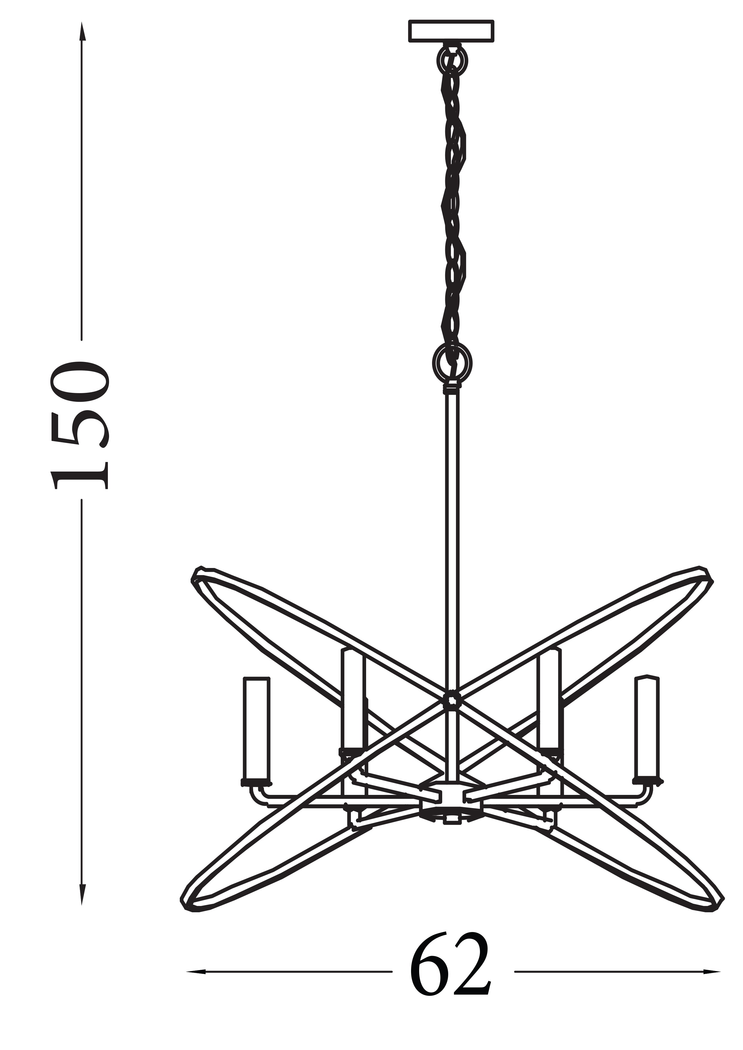 Searchlight Harding 6 Light Pendant, Pewter