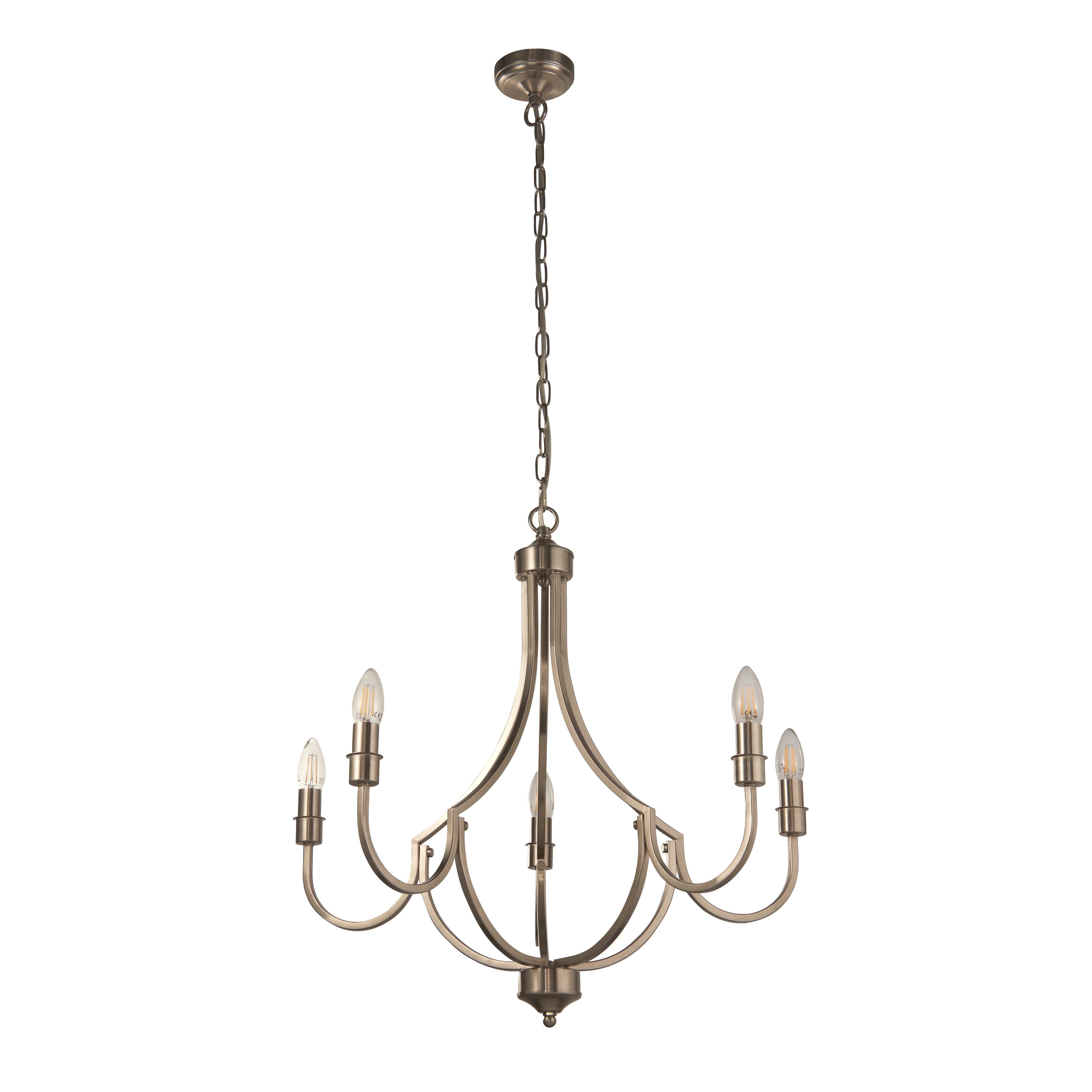 Searchlight Lansdowne 5 Light Pendant - Satin Silver