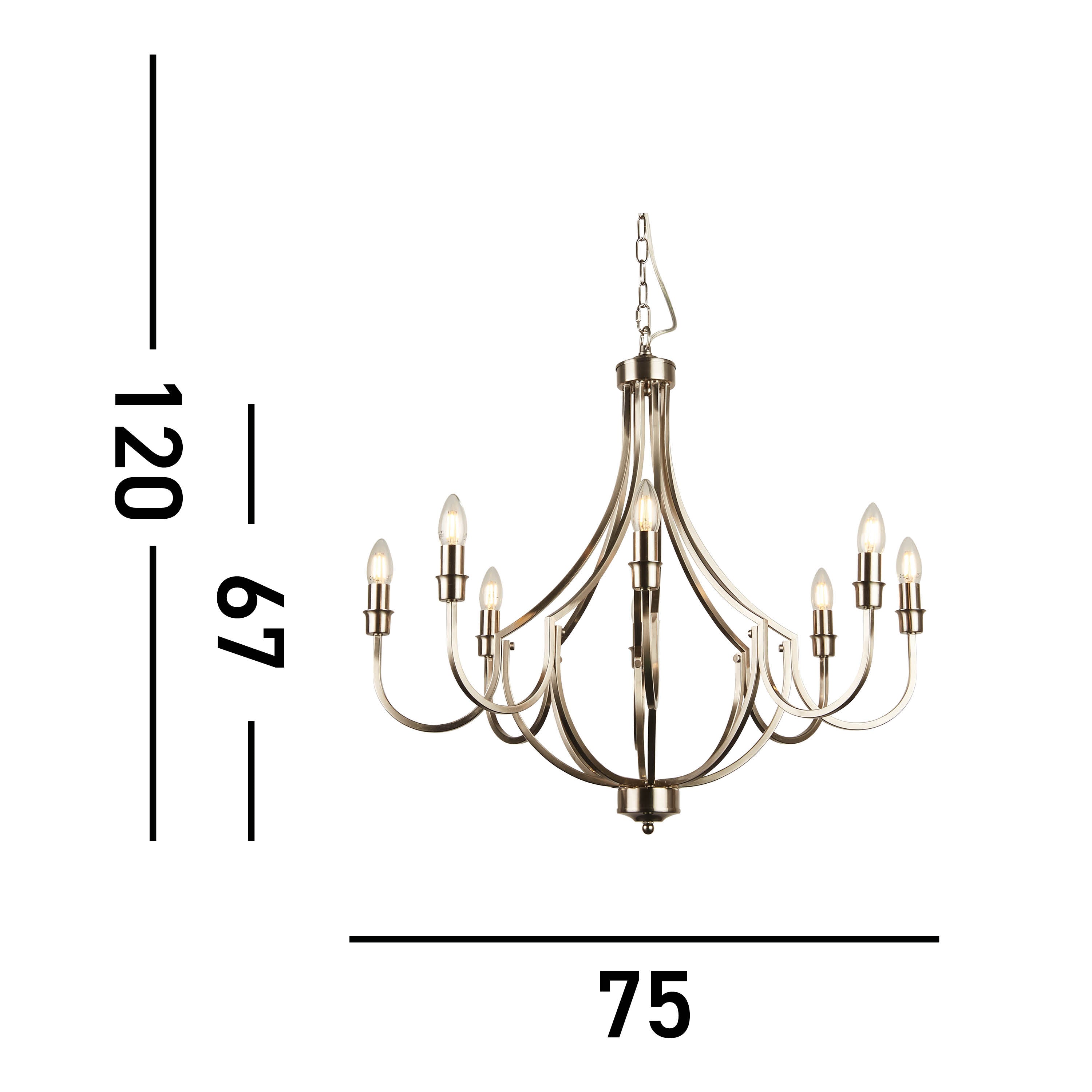 Searchlight Lansdowne 8 Light Pendant - Satin Silver