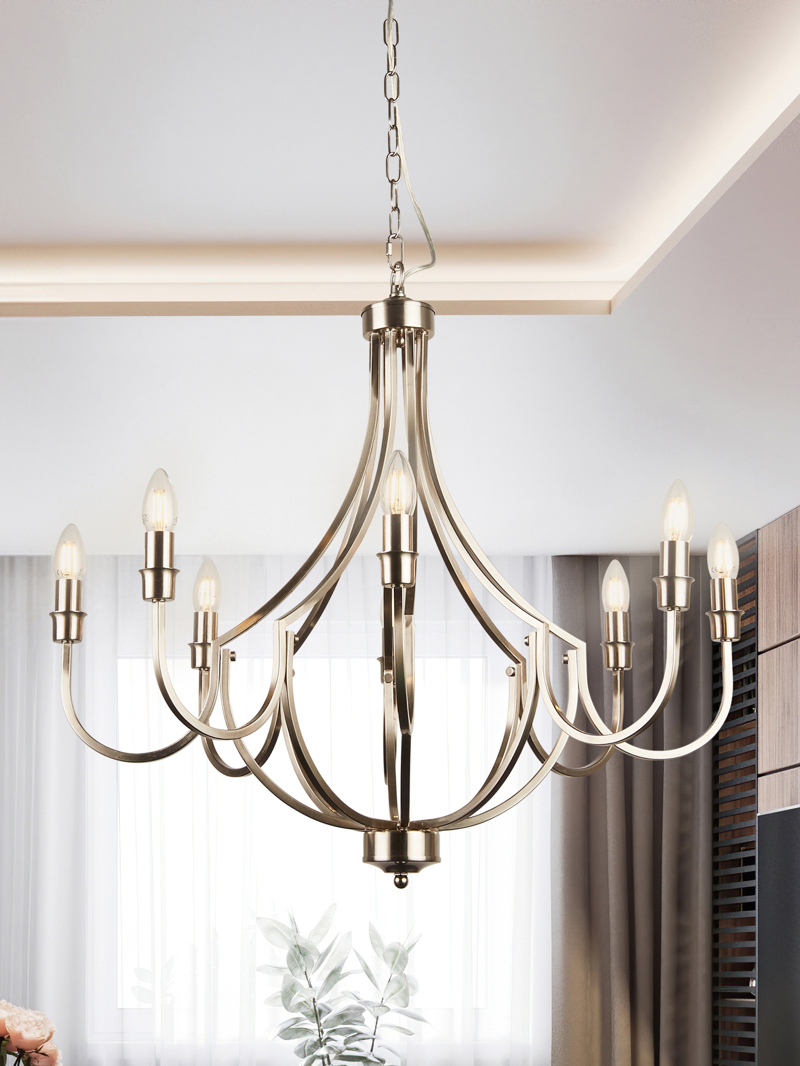 Searchlight Lansdowne 8 Light Pendant - Satin Silver