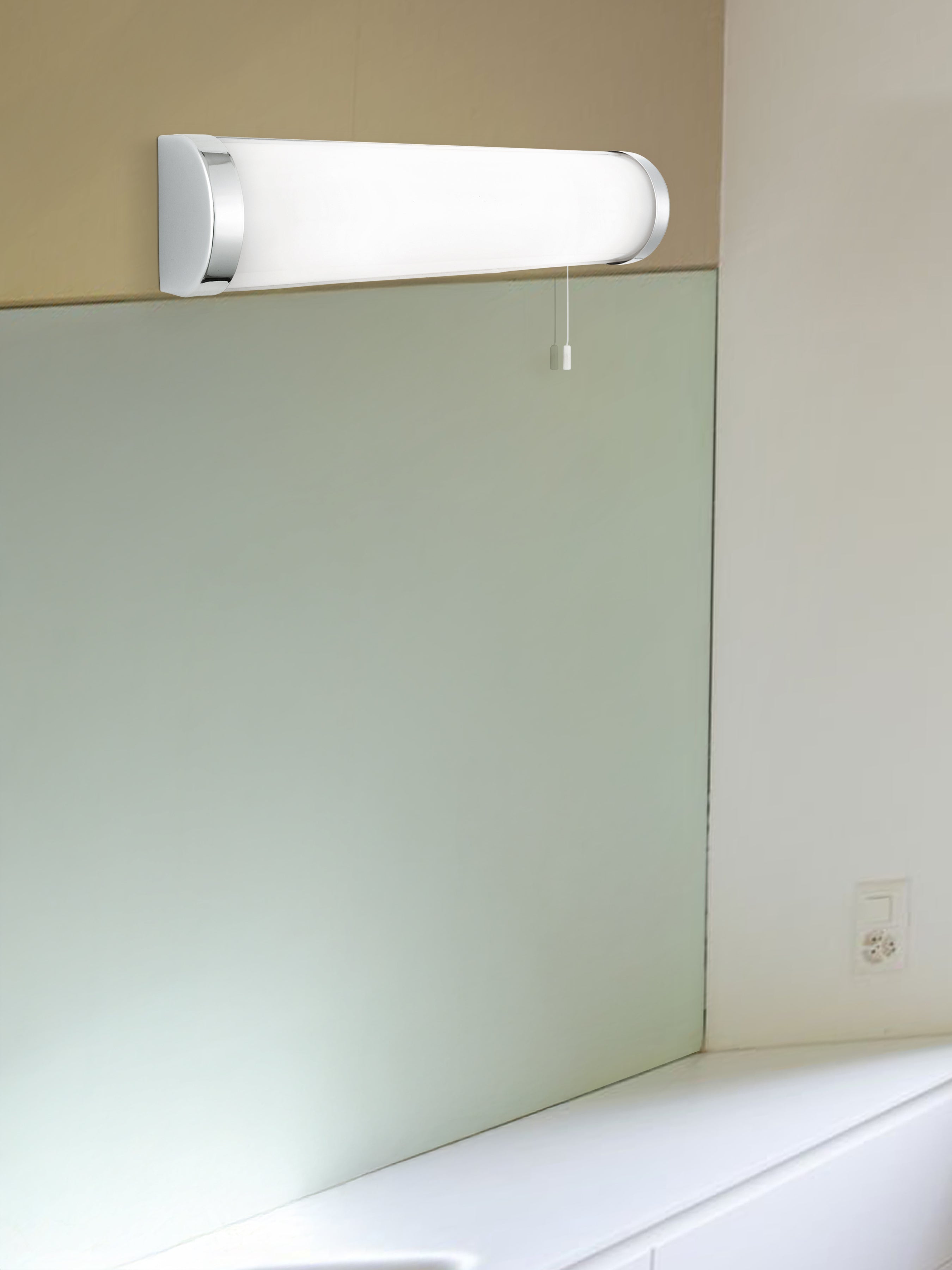 Searchlight IP44 Chrome 2 Light Wall Bracket With White Glass Tube Switched