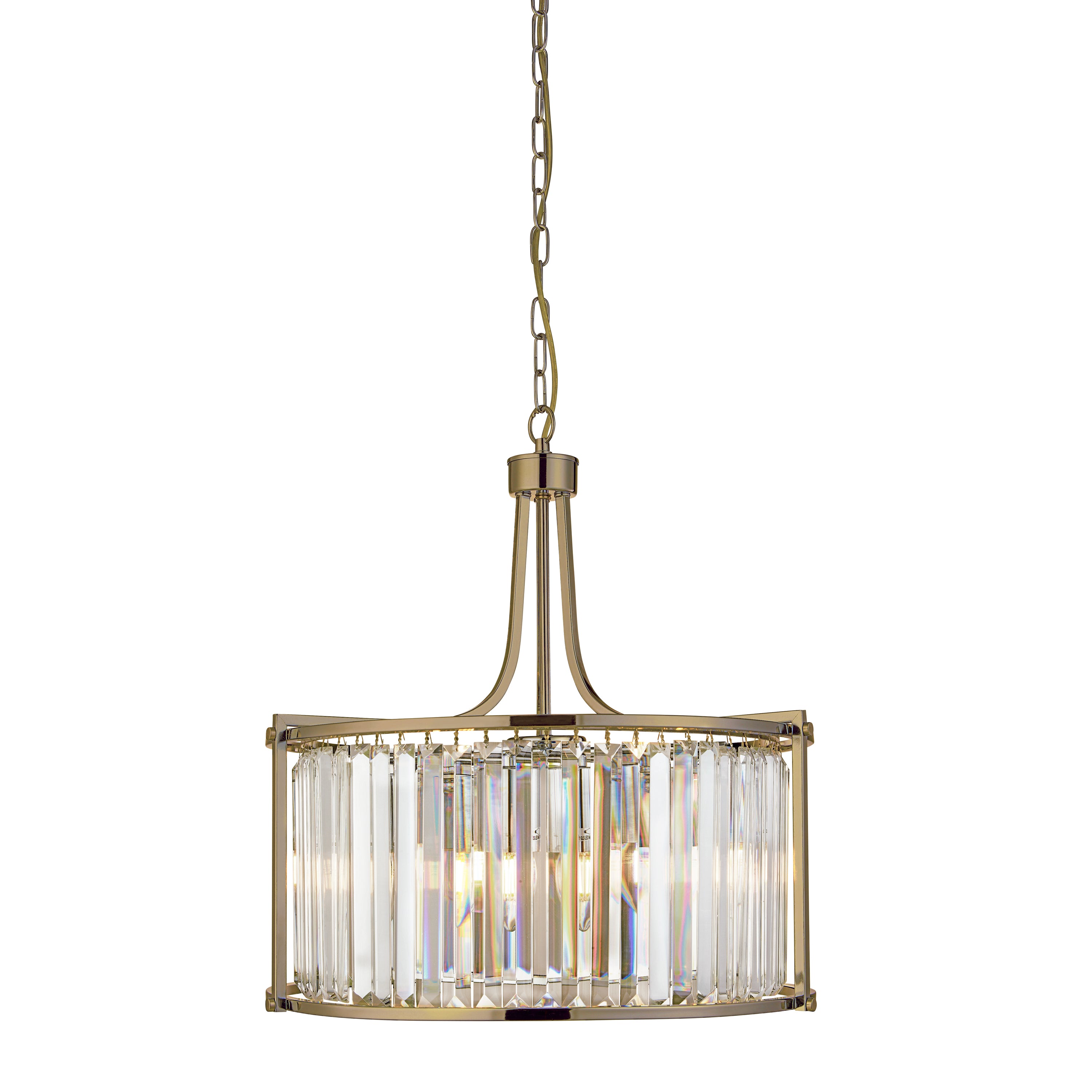 Searchlight Villier 5 Light Pendant - Antique Brass & Clear Crystal