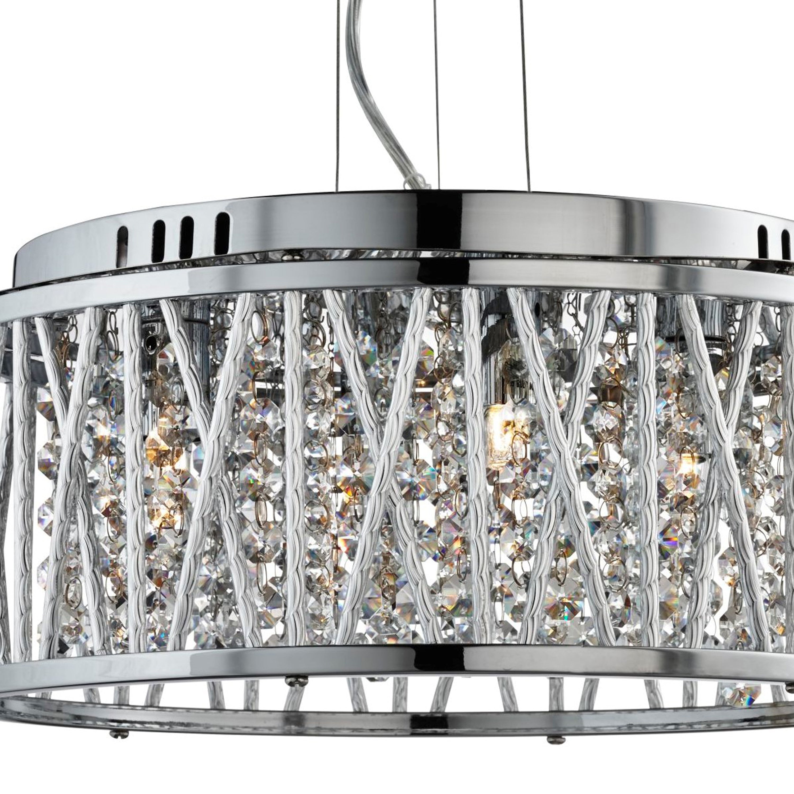 Searchlight Edgeware 4 Light Ceiling Flush/Pendant - Chrome & Clear Crystal Button Drops