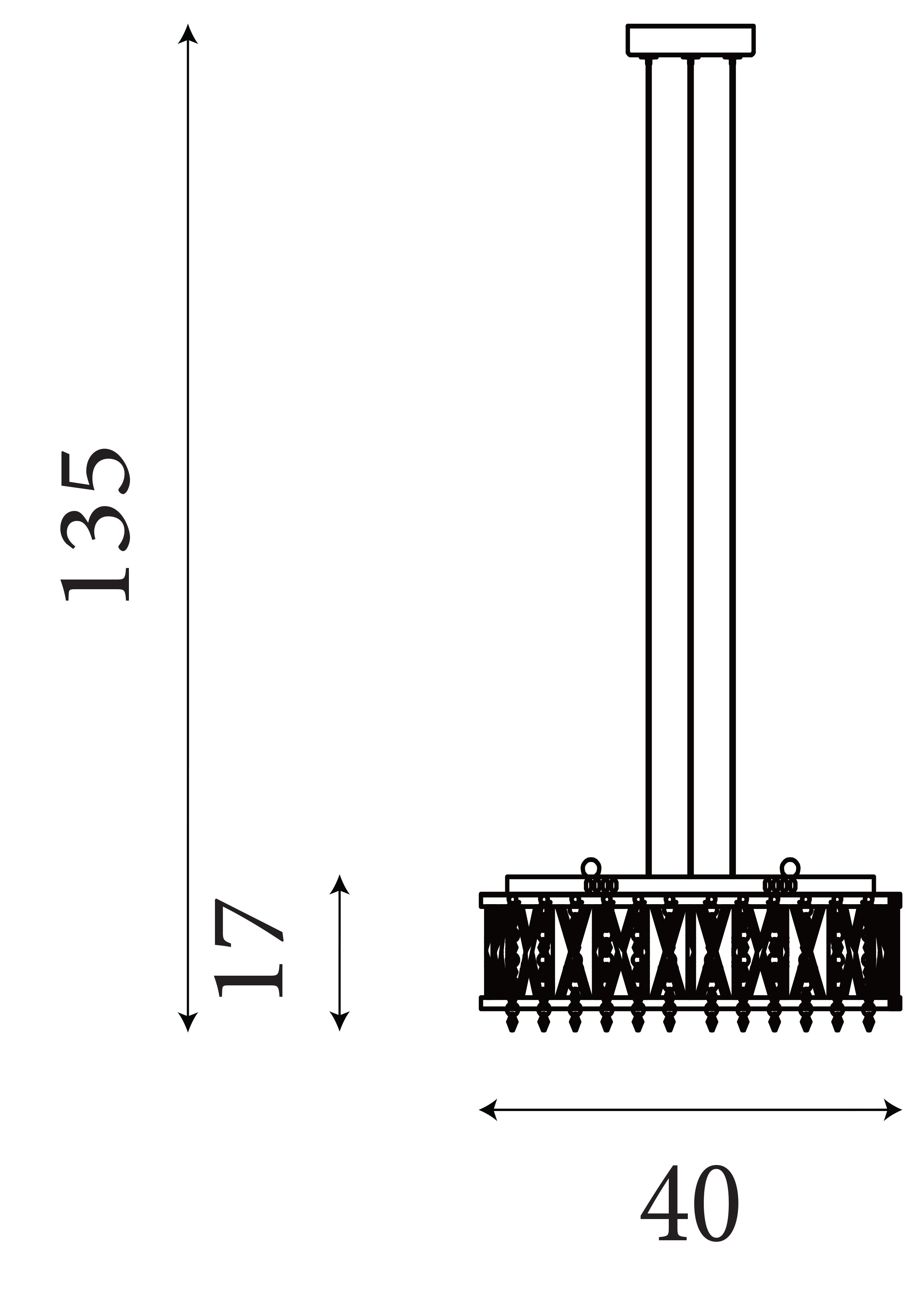 Searchlight Edgeware 5 Light Ceiling Flush/Pendant - Chrome & Clear Crystal Button Drops
