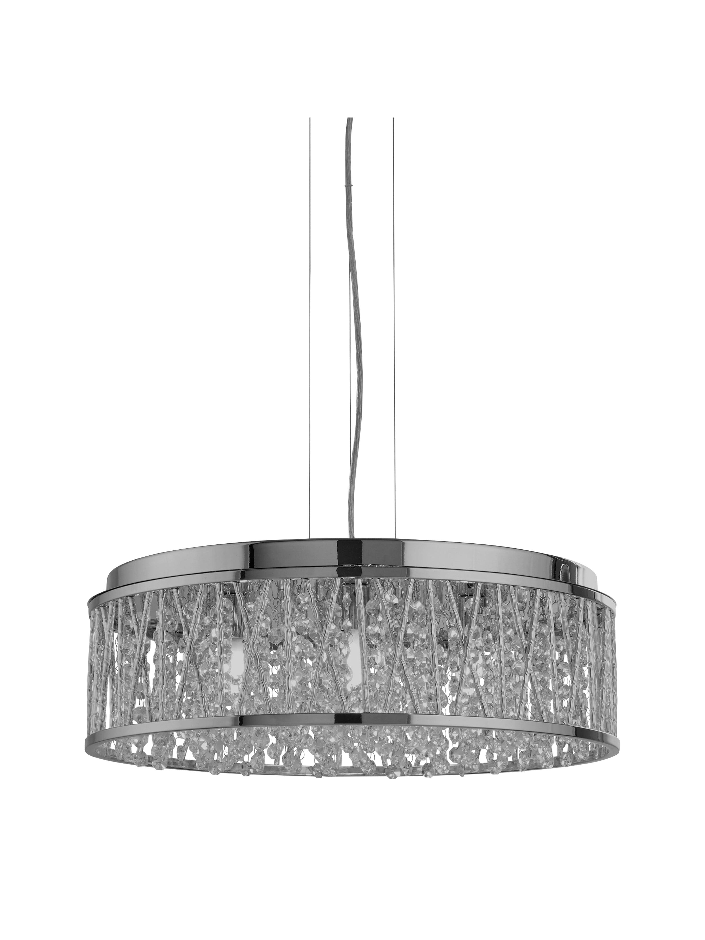 Searchlight Edgeware 7 Light Ceiling Flush/Pendant - Chrome & Clear Crystal Drops