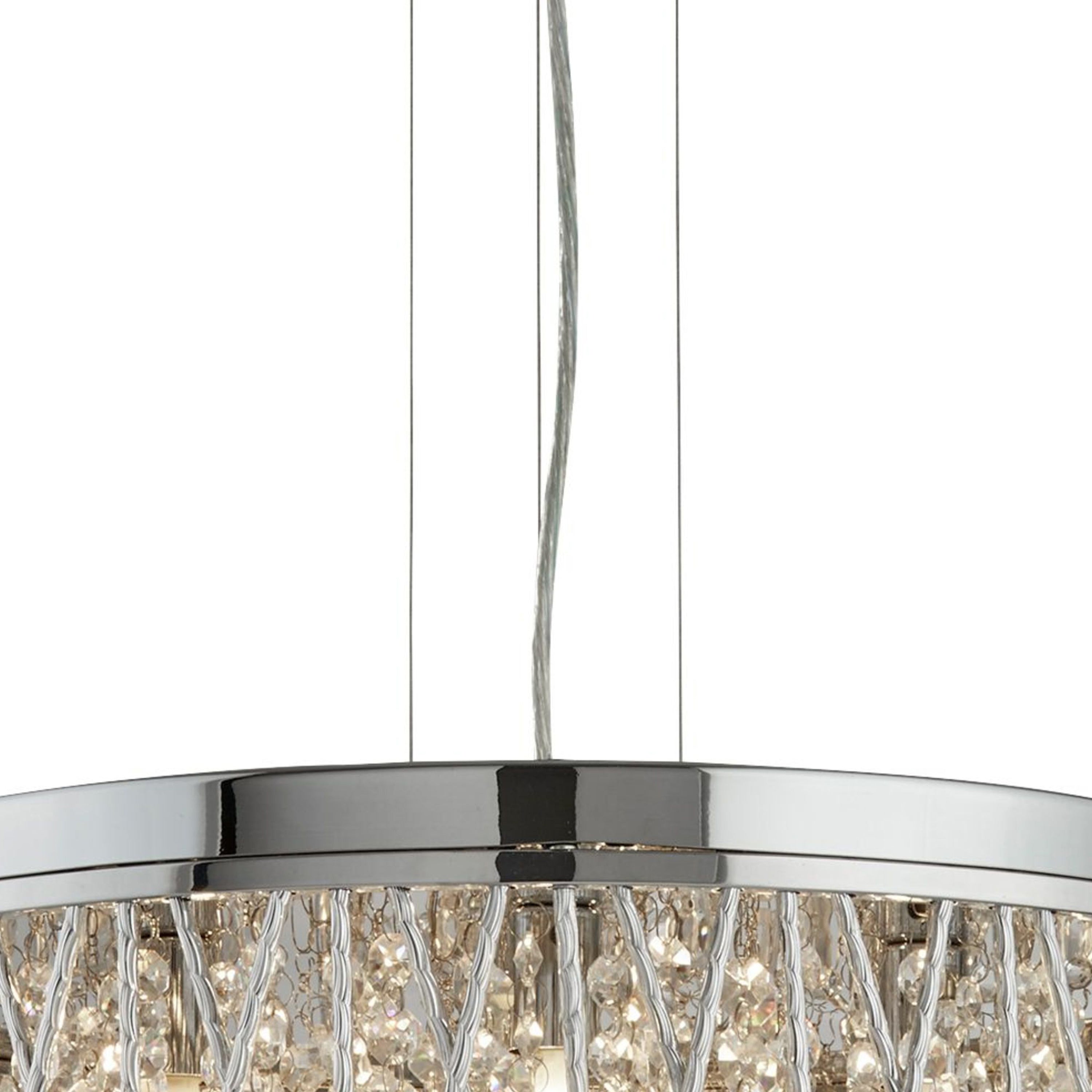 Searchlight Edgeware 7 Light Ceiling Flush/Pendant - Chrome & Clear Crystal Drops