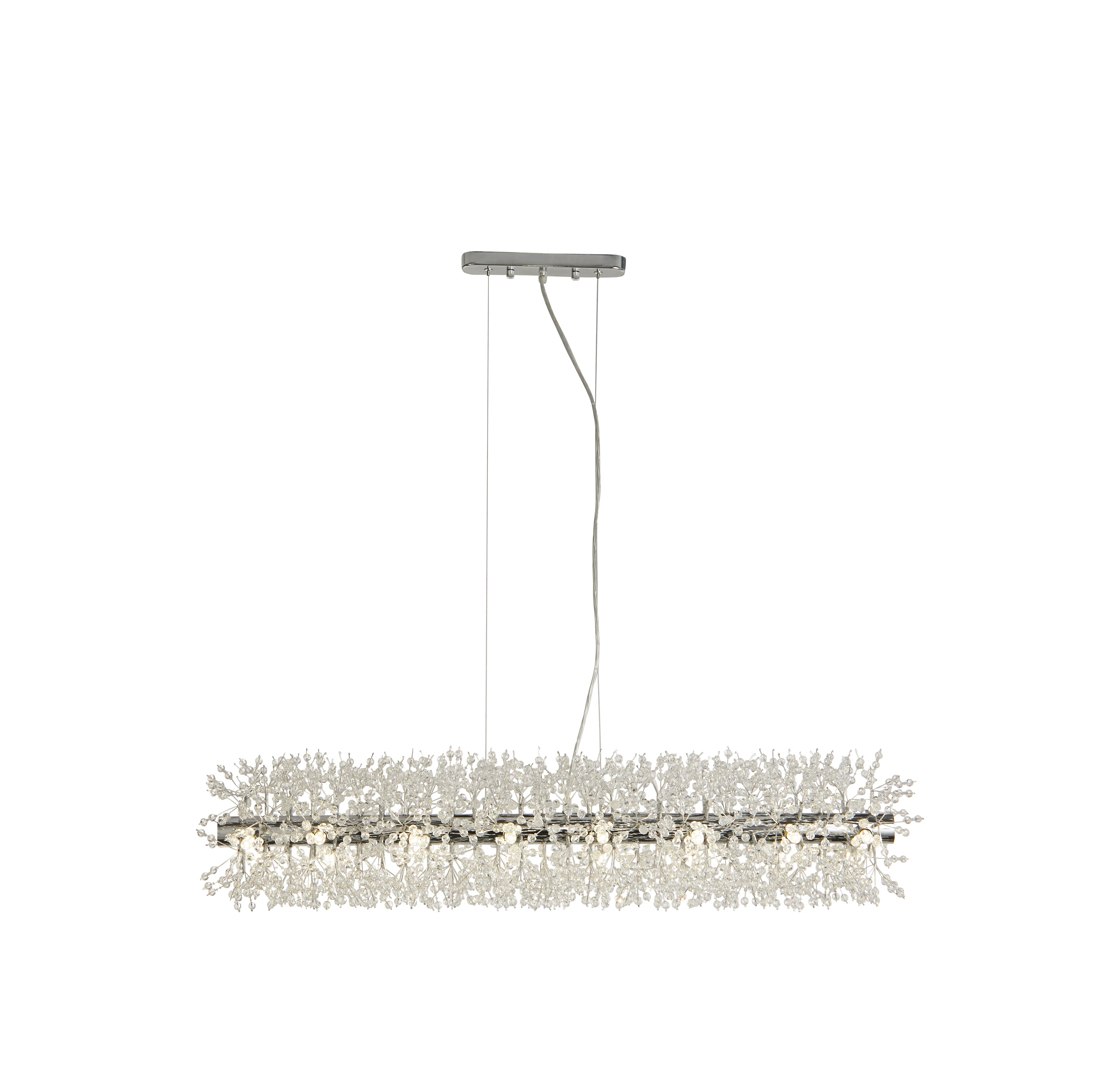 Searchlight Stevenson 16 Light Bar Pendant - Chrome & Glass Beads