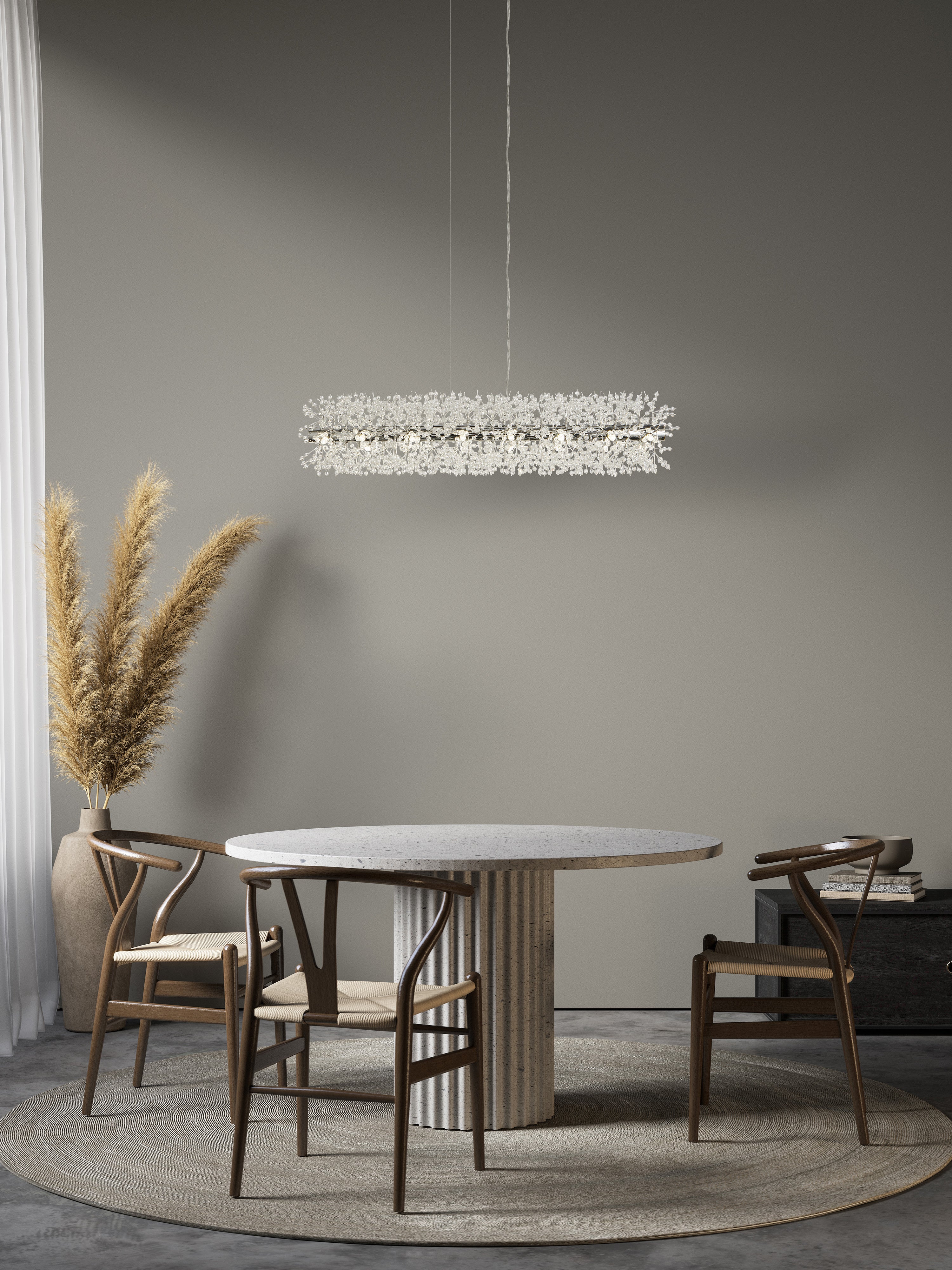 Searchlight Stevenson 16 Light Bar Pendant - Chrome & Glass Beads