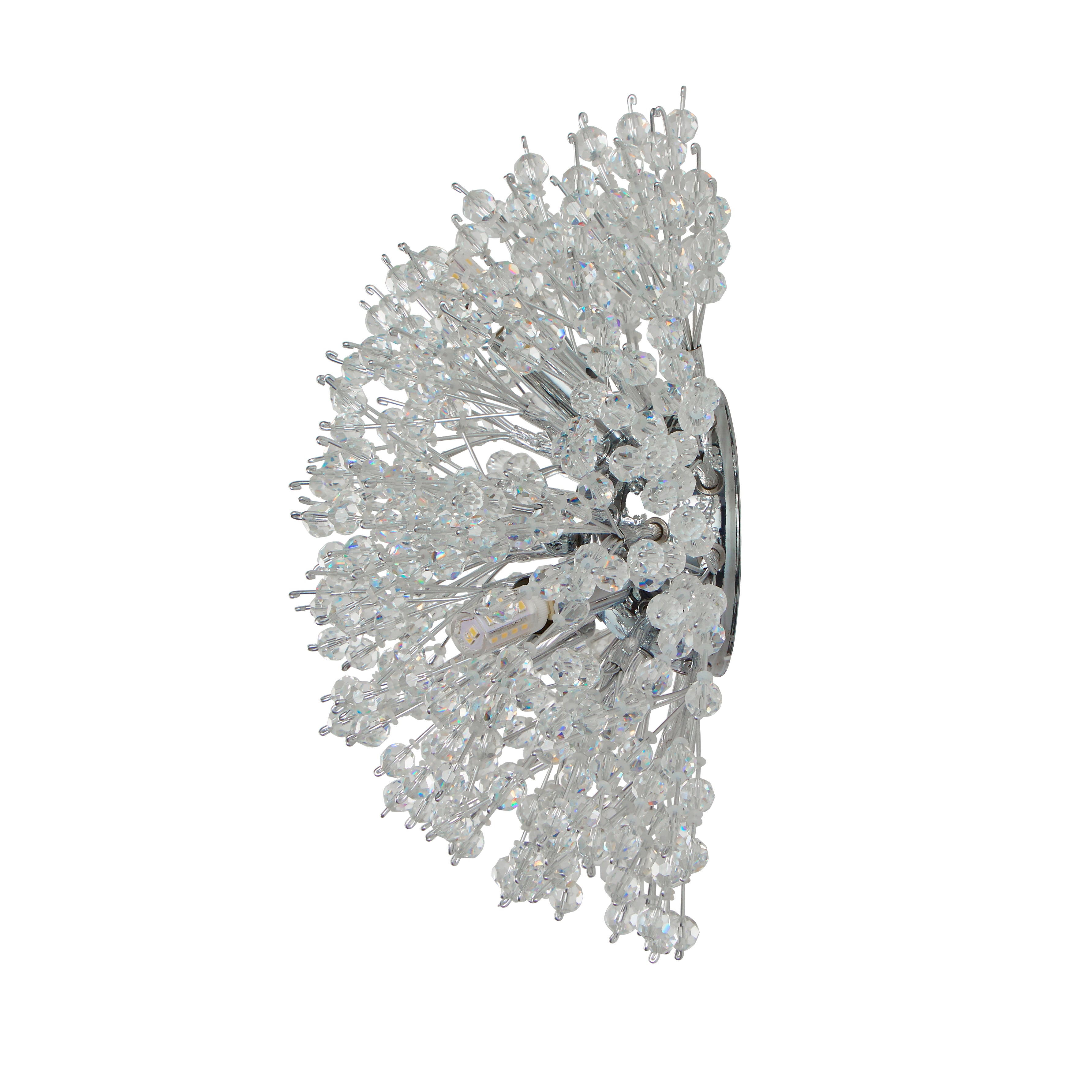 Searchlight Stevenson 3 Light Wall light - Chrome & Glass Beads