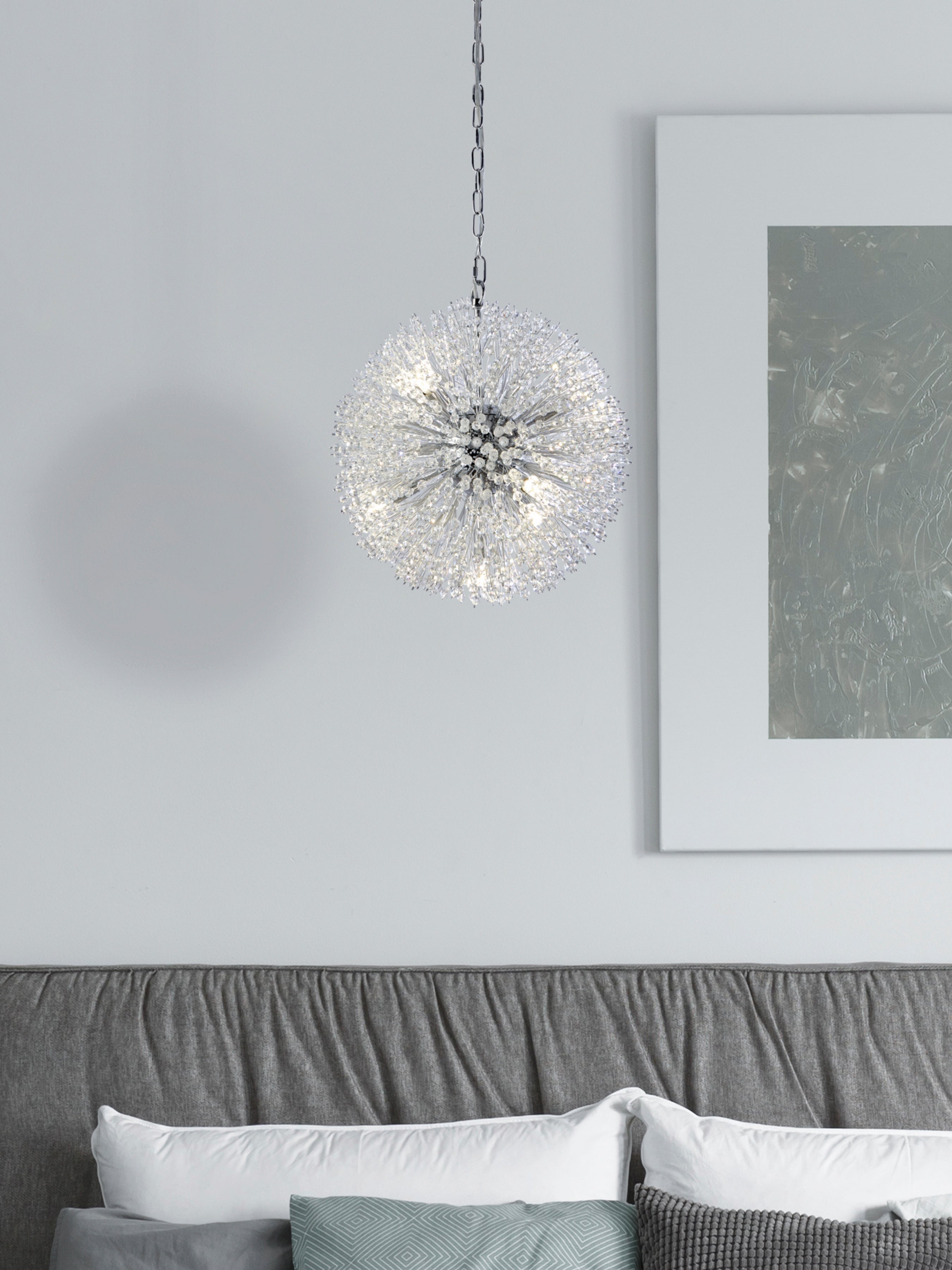 Searchlight Stevenson 7 Light Pendant - Chrome & Glass Beads