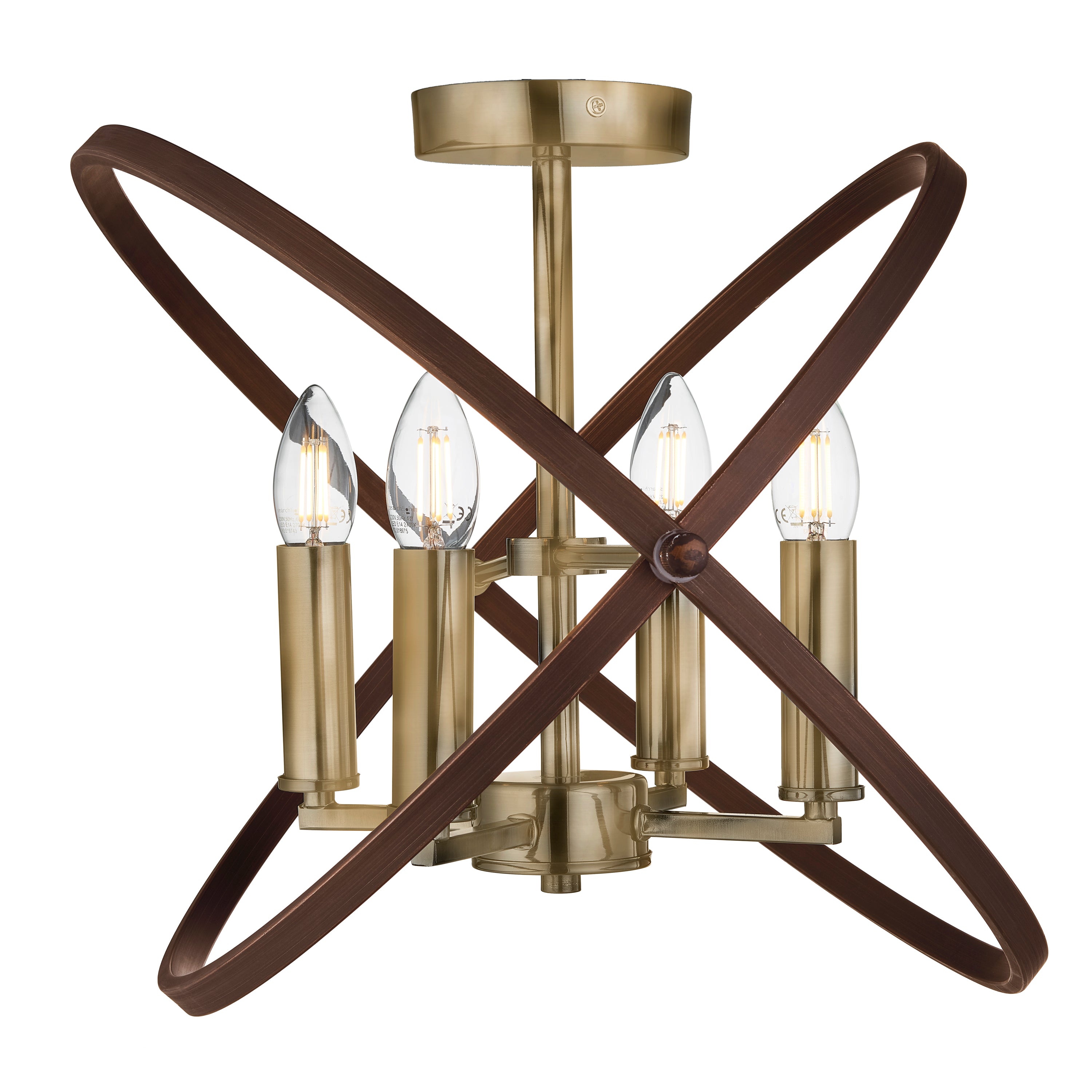 Searchlight Harding 4 Light Semi-Flush Ceiling Light - Bronze