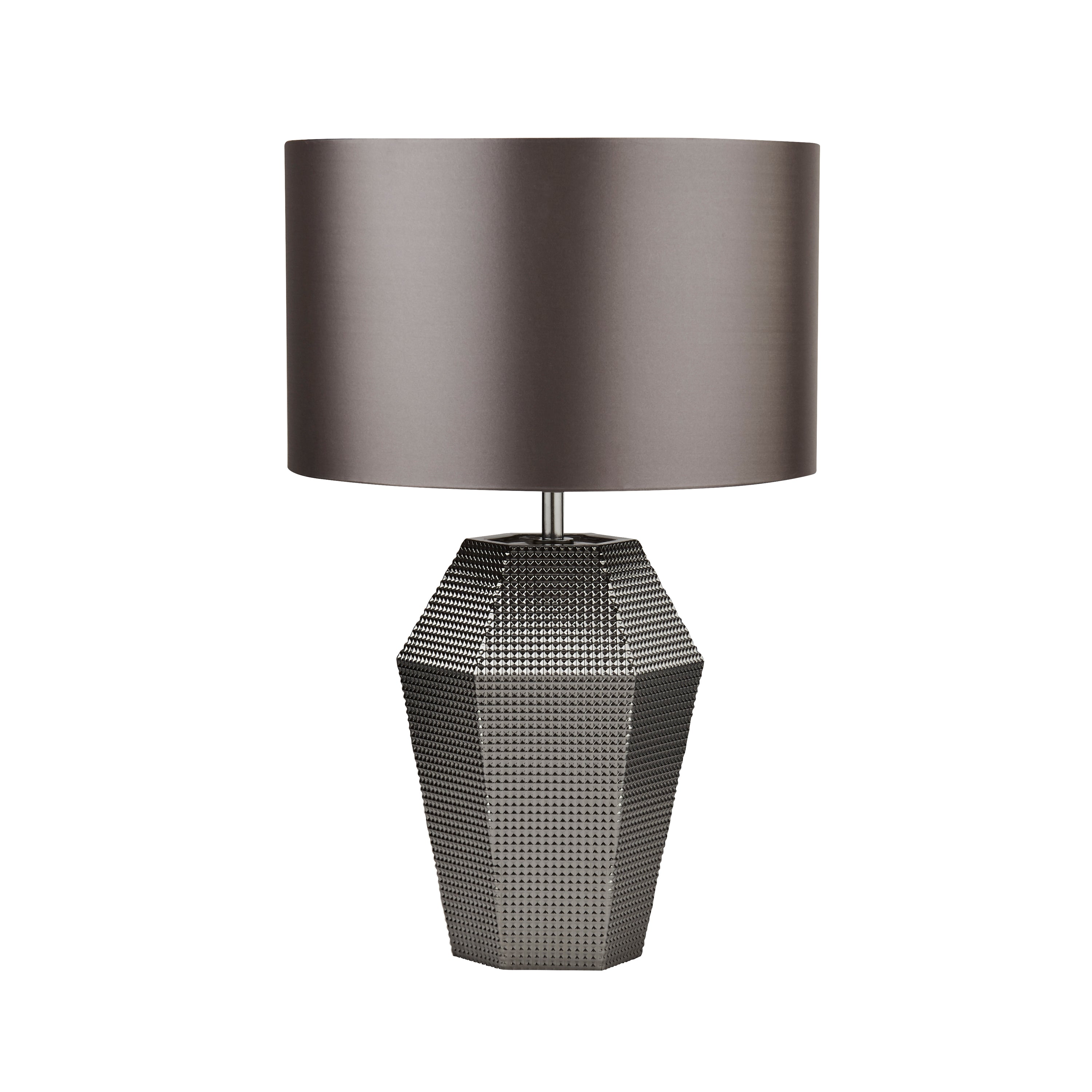 Searchlight Lucia Table Lamp - Smoked Glass & Satin Shade