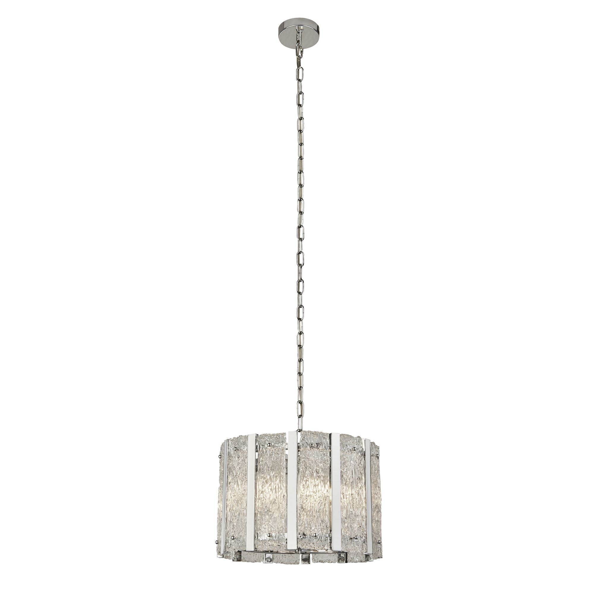 Searchlight Adams 5 Light Pendant - Satin Silver & Aquatex Glass