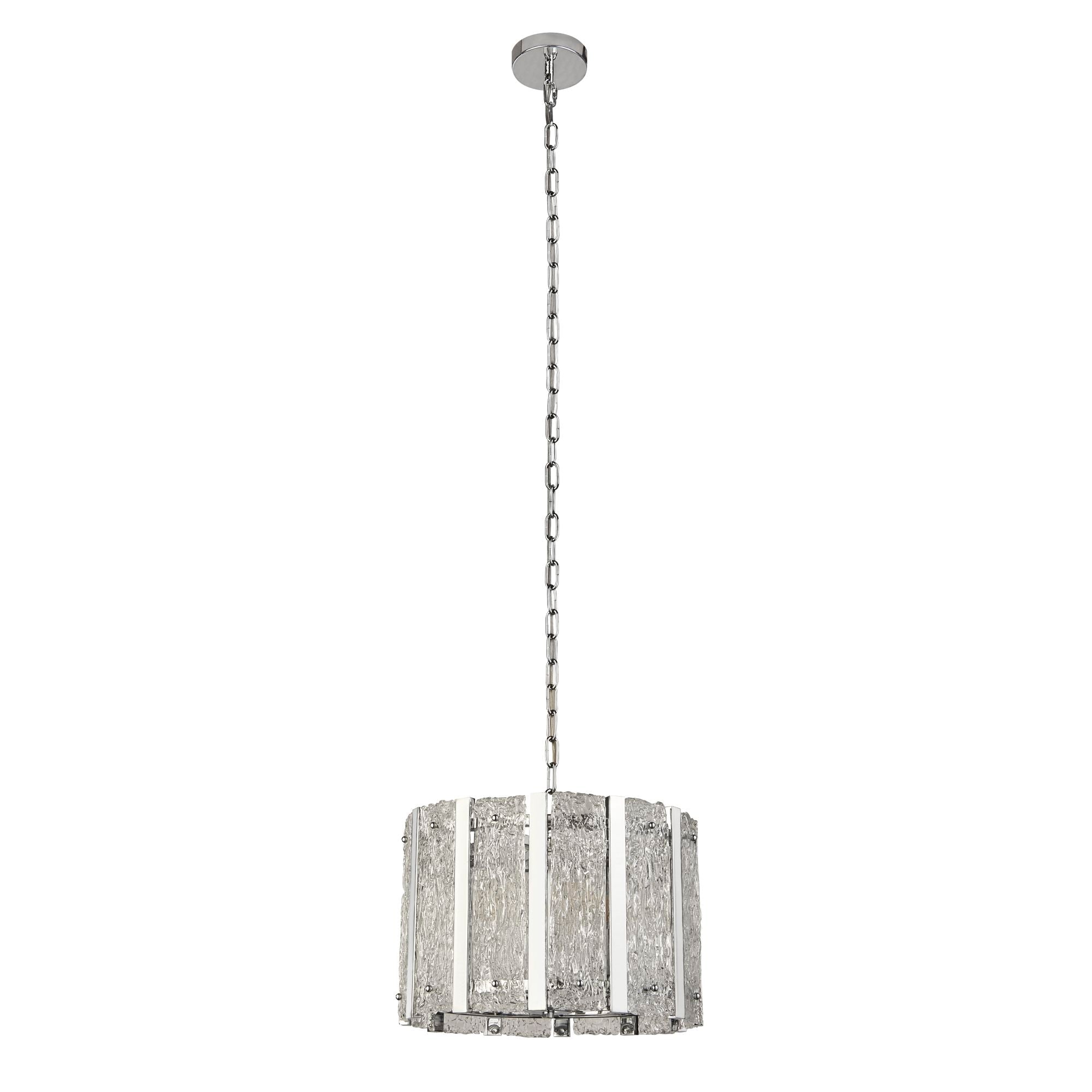 Searchlight Adams 5 Light Pendant - Satin Silver & Aquatex Glass