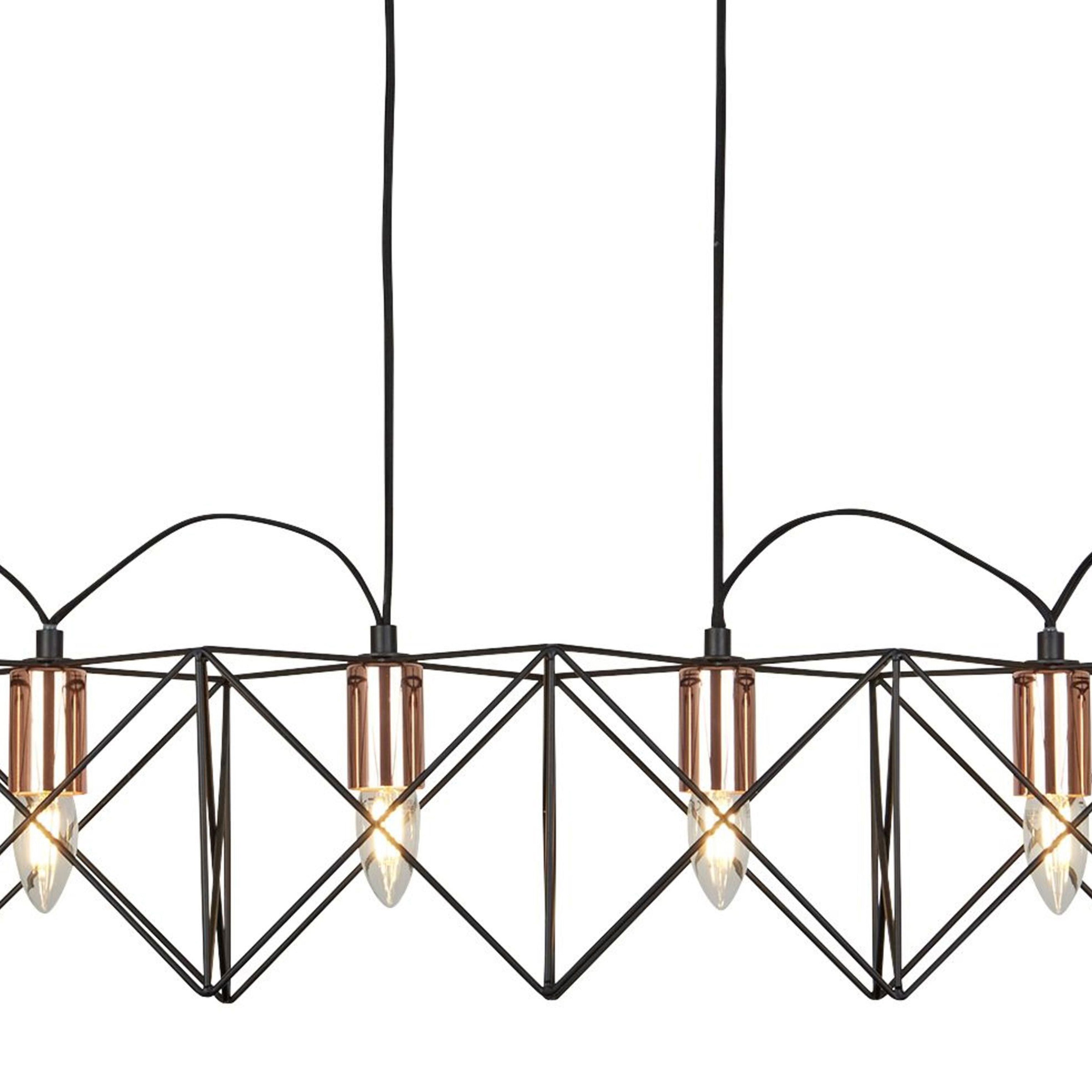 Searchlight Amos 6 Light Metal Pendant - Black and Copper