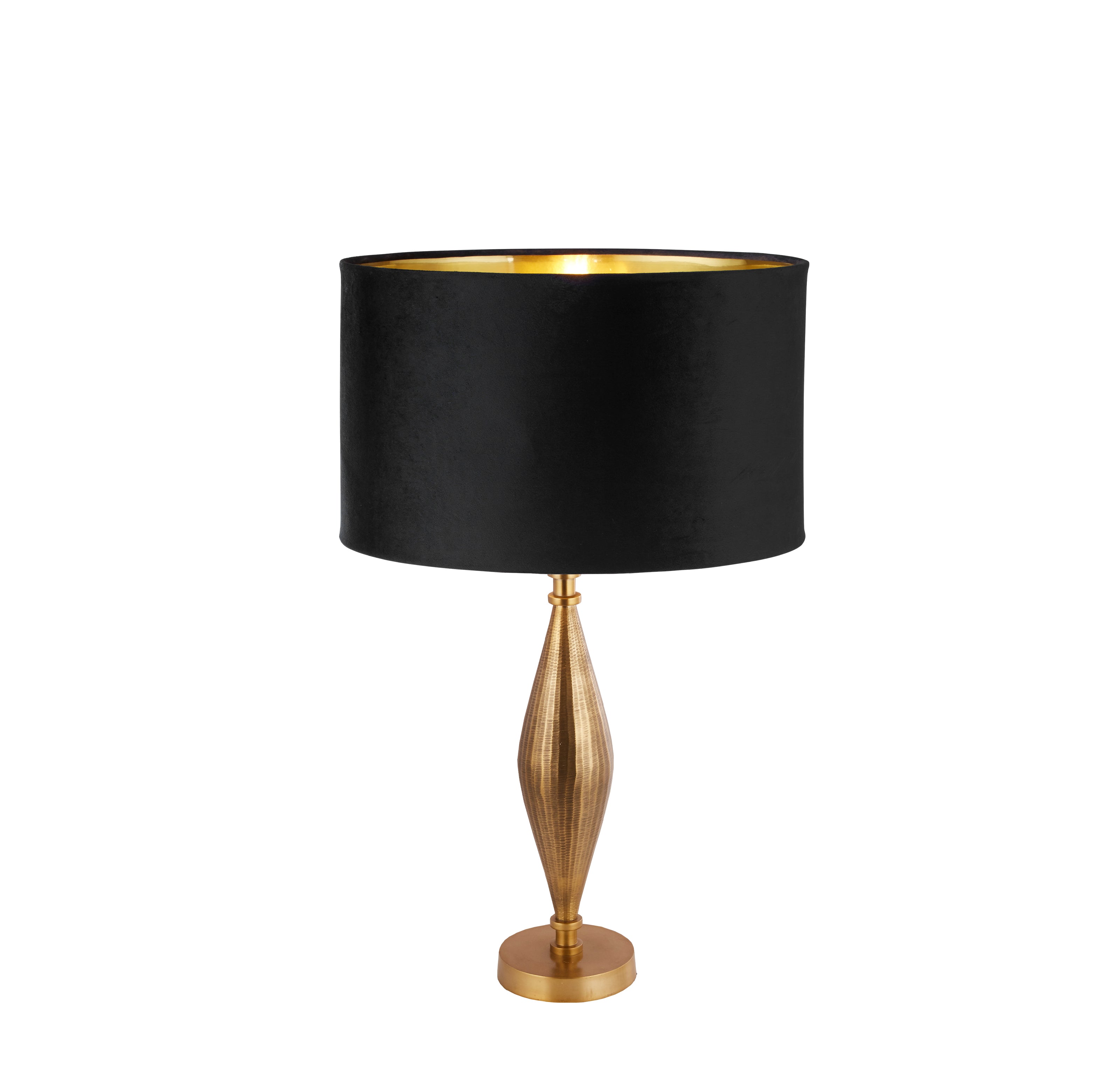 Searchlight Regent Table Lamp - Antique Brass & Black Velvet Shade