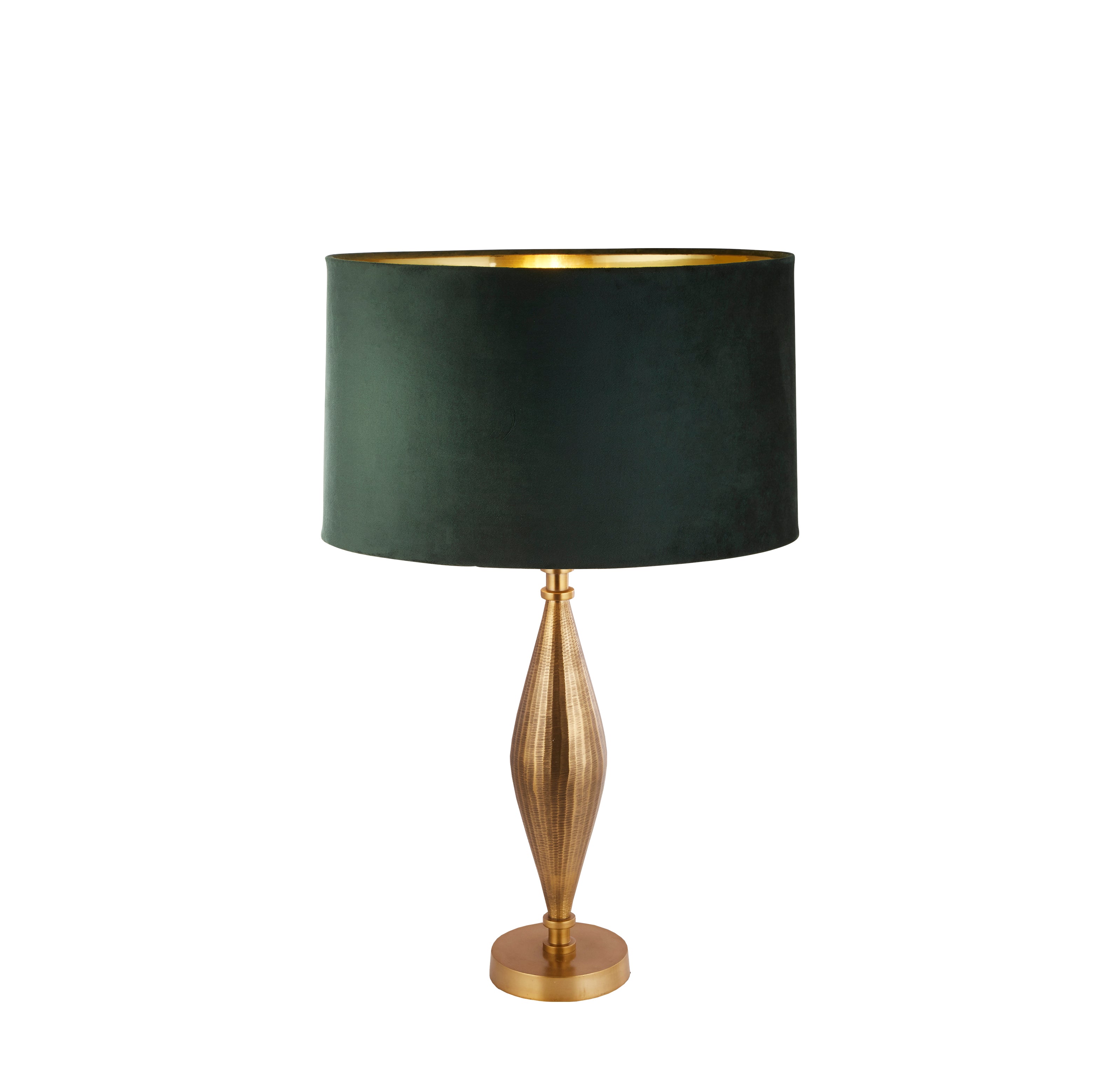 Searchlight Regent Table Lamp - Antique Brass & Green Velvet Shade