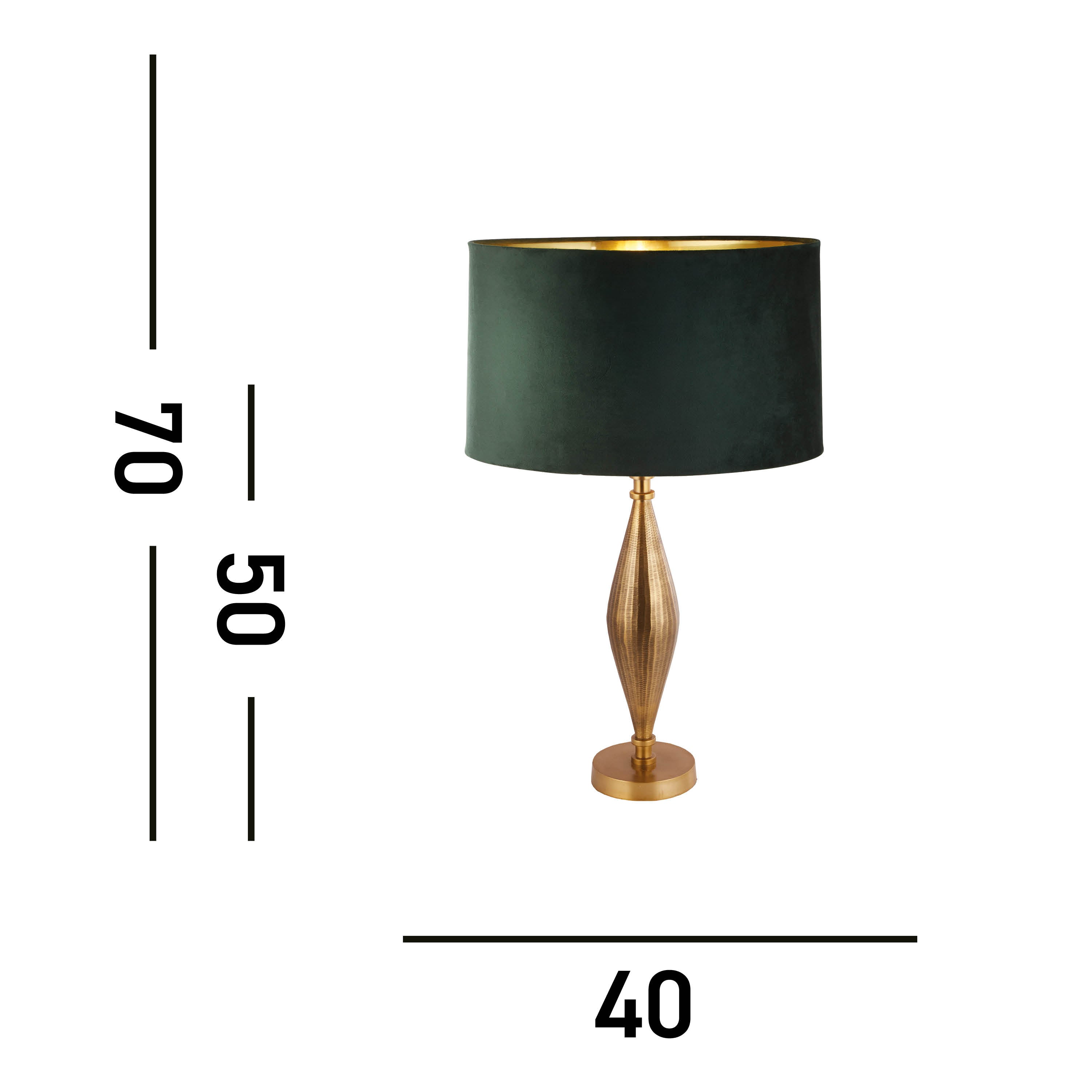 Searchlight Regent Table Lamp - Antique Brass & Green Velvet Shade