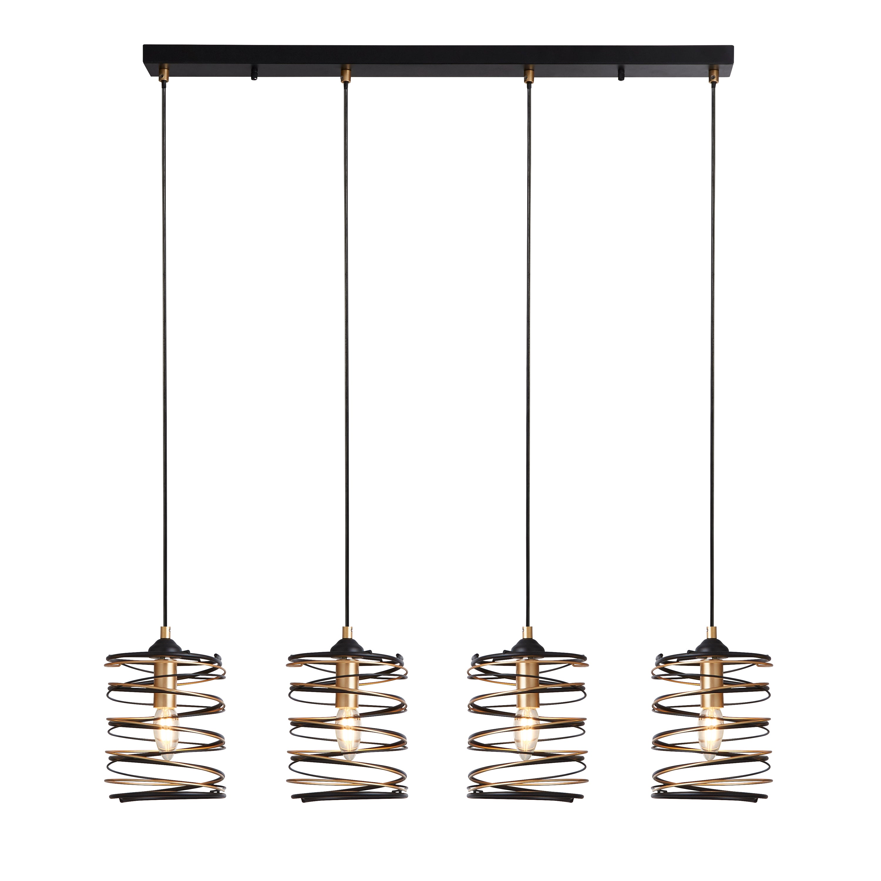 Searchlight Snowdrop 4 Light Bar Ceiling Pendant - Black & Gold