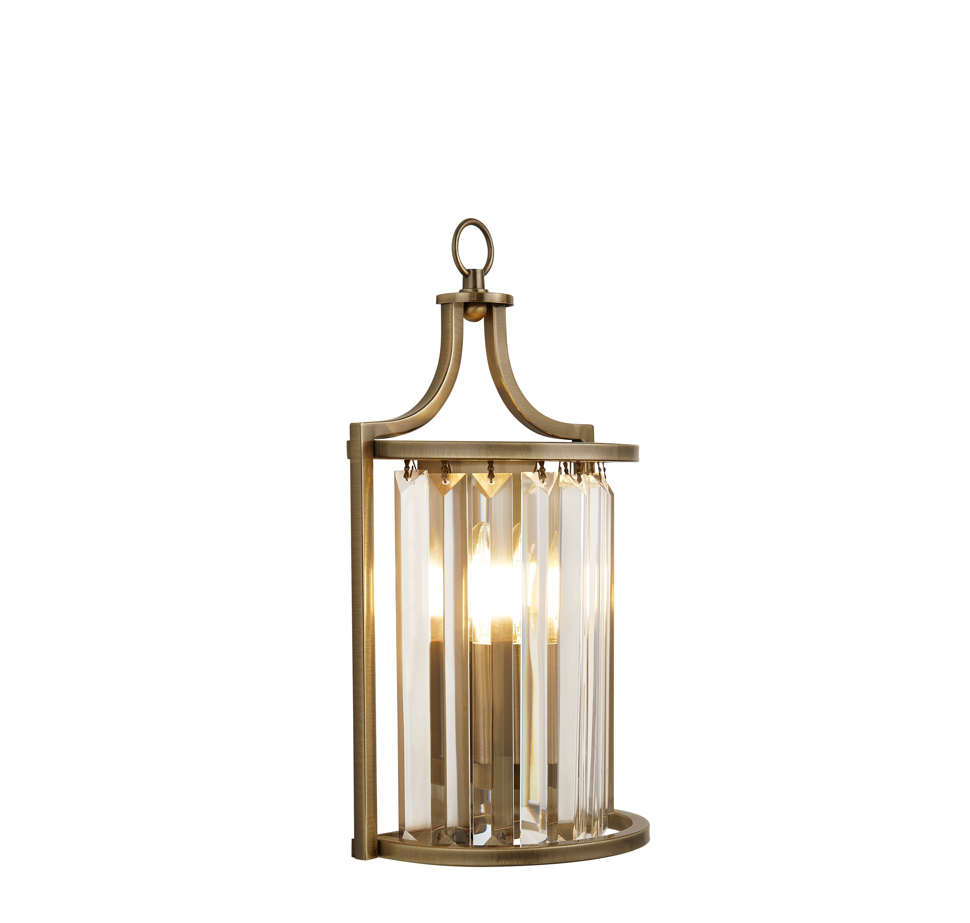 Searchlight Villier Wall Light - Antique Brass & Clear Crystal