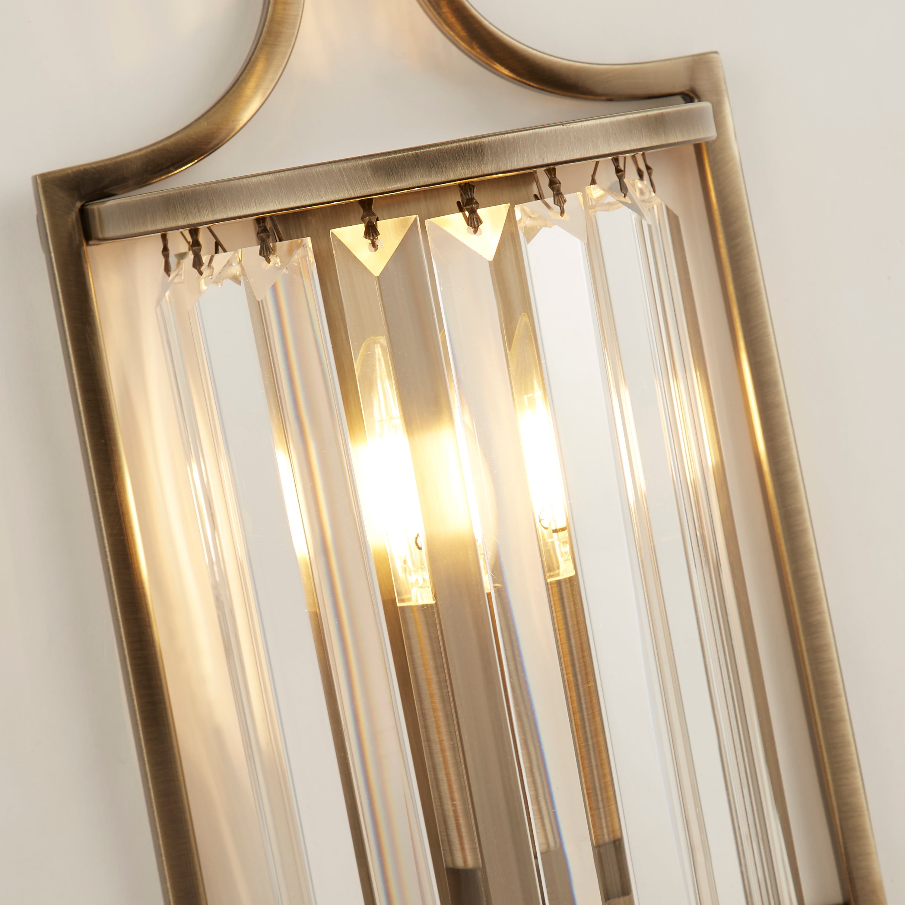 Searchlight Villier Wall Light - Antique Brass & Clear Crystal