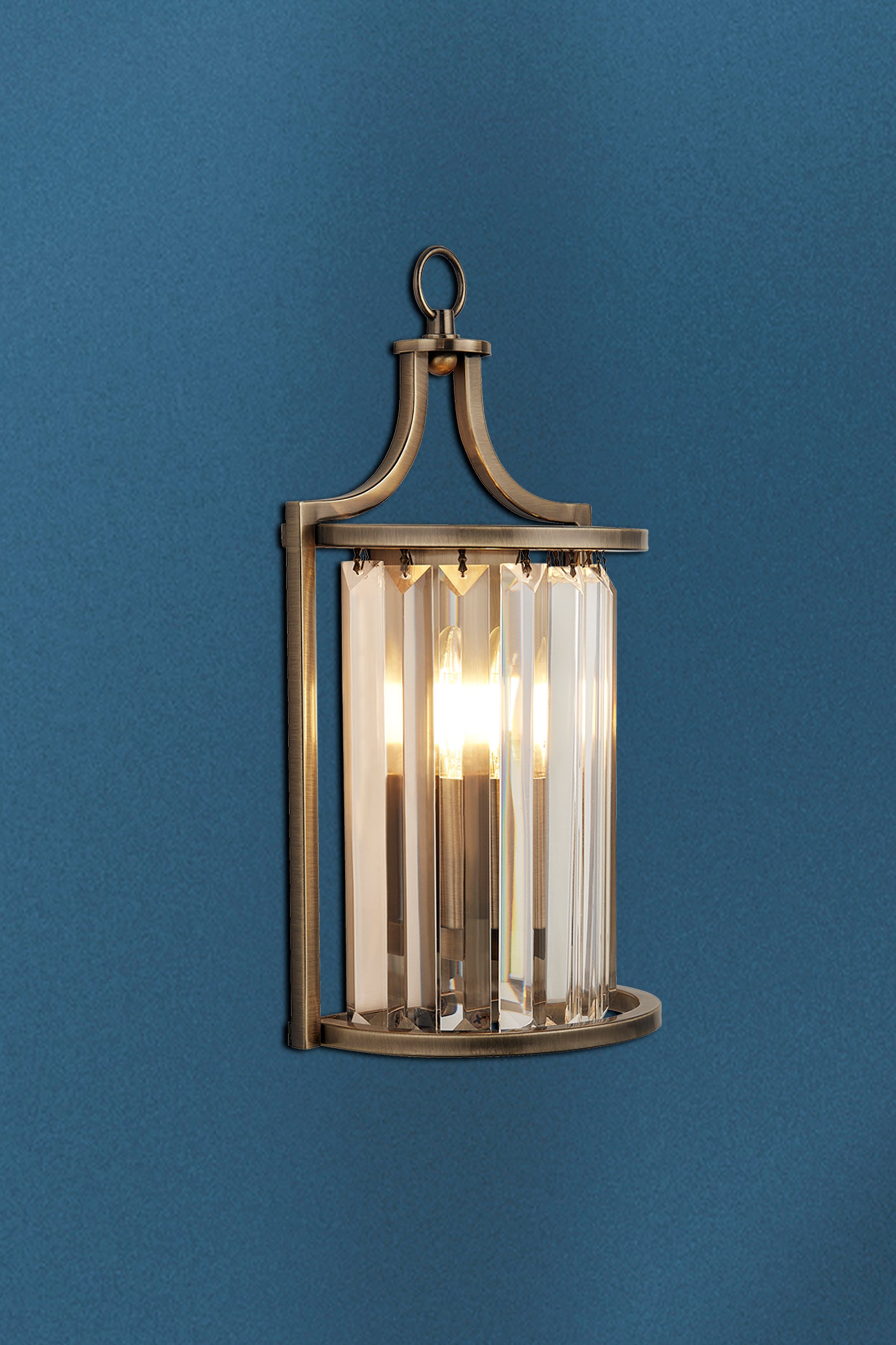 Searchlight Villier Wall Light - Antique Brass & Clear Crystal