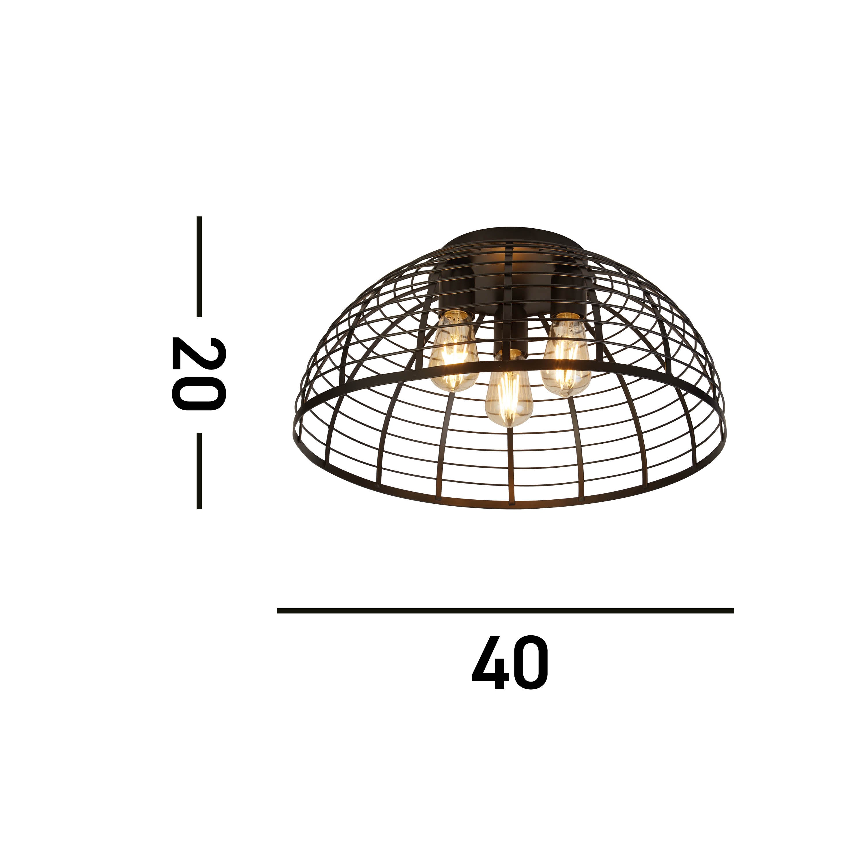 Searchlight Vermouth Cage 3 Light Flush - Matt Black