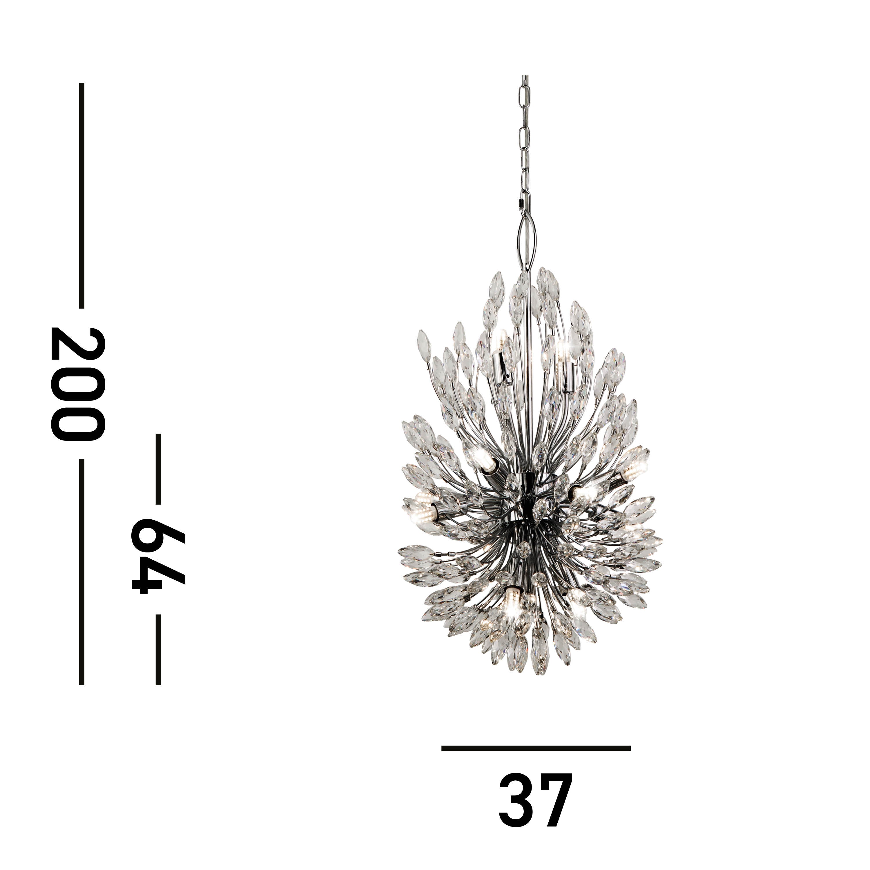 Searchlight Paradise 14 Light Pendant - Chrome & Crystal