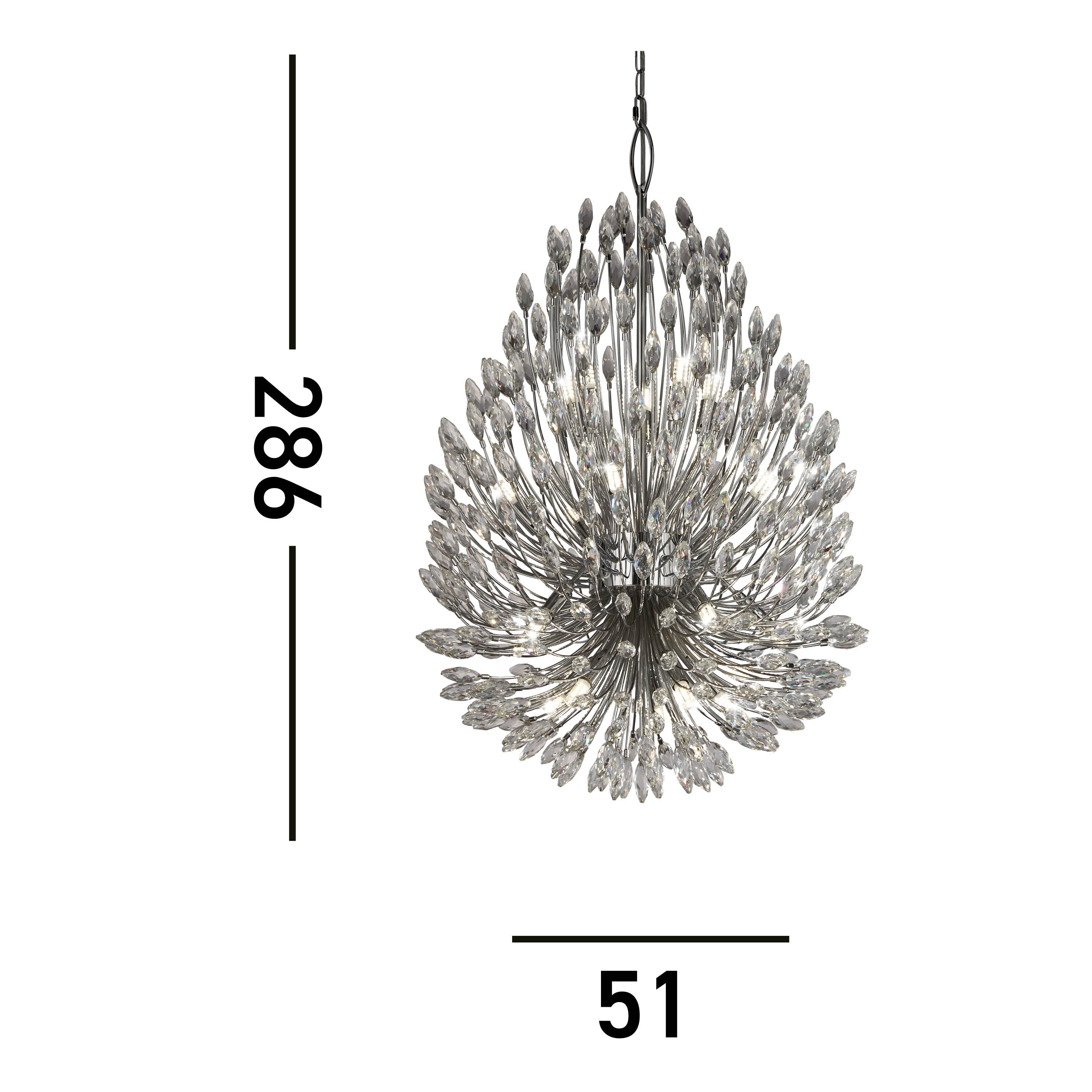 Searchlight Paradise 20 Light Ceiling Pendant - Crystal & Metal