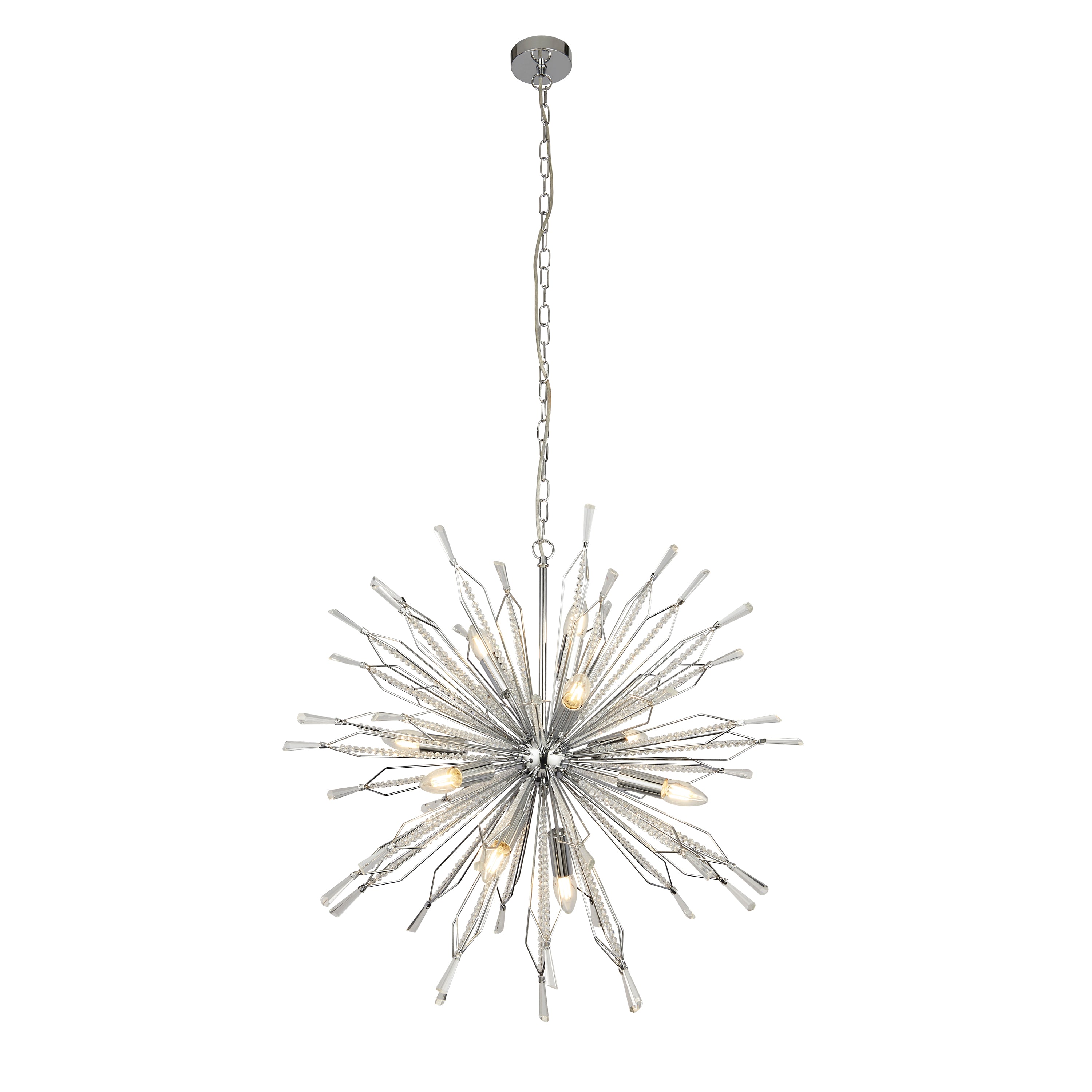 Searchlight St Albans 10 Light Ceiling Pendant - Chrome & Glass