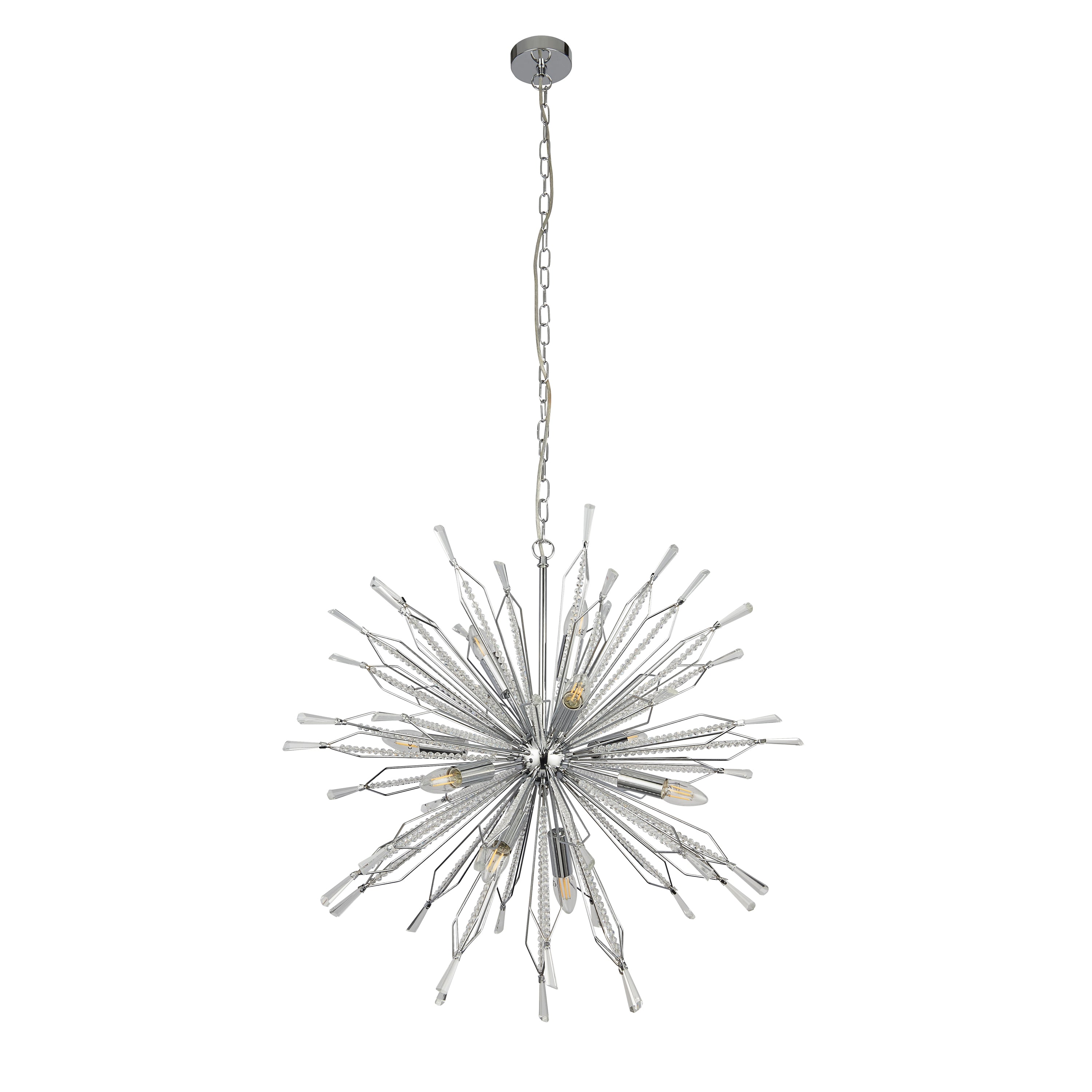 Searchlight St Albans 10 Light Ceiling Pendant - Chrome & Glass
