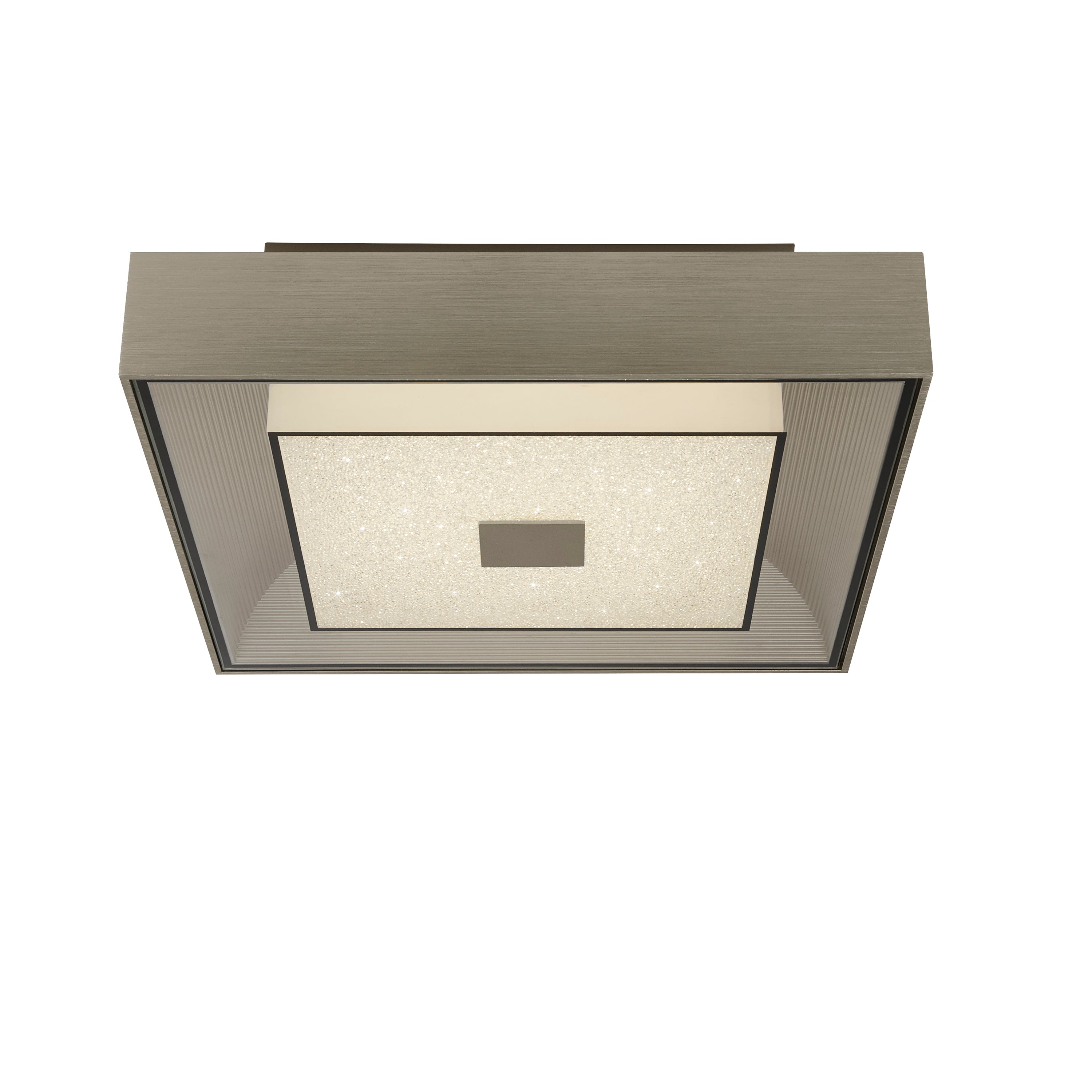Searchlight Raffles LED Flush Ceiling Light - Silver & Crystal Sand