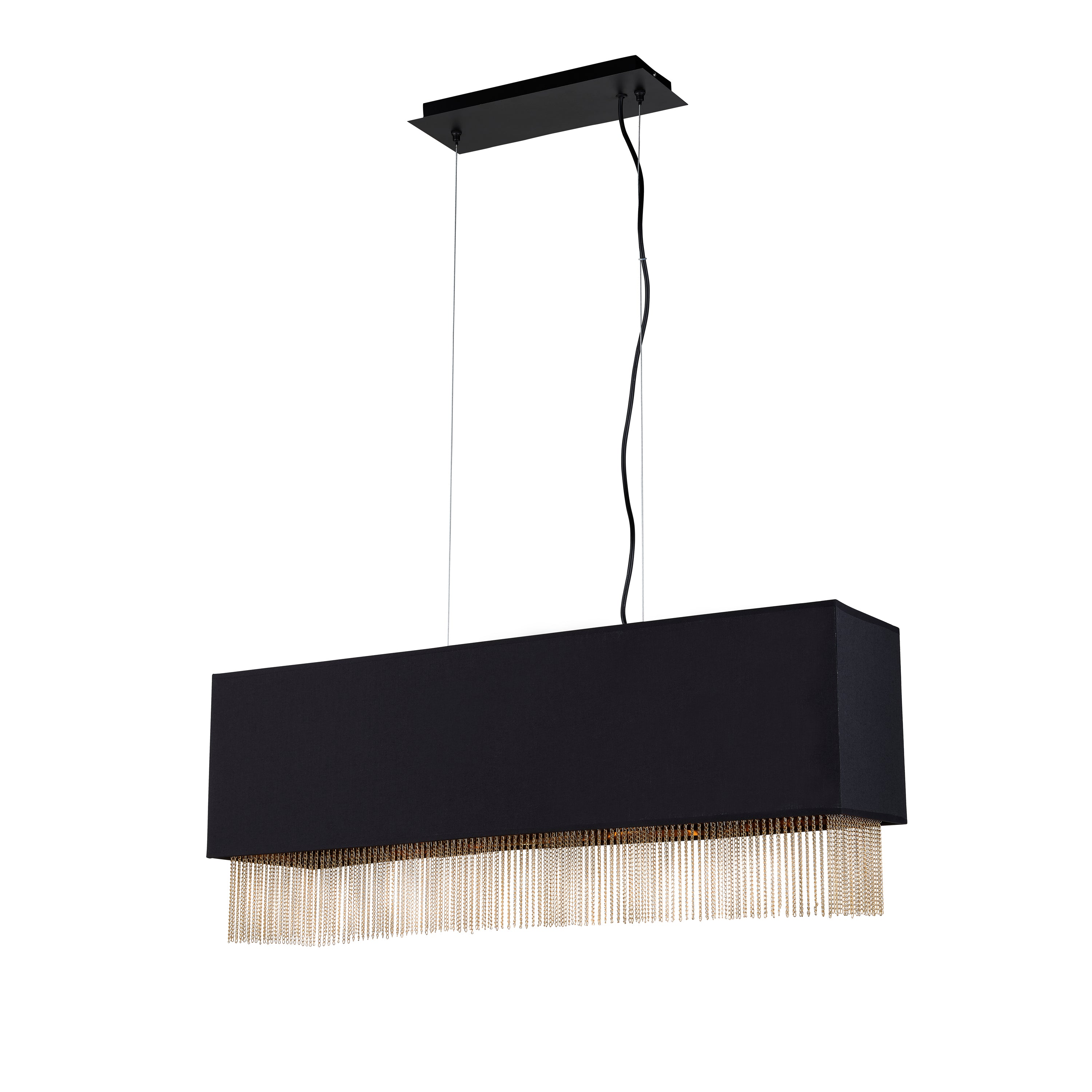 Searchlight Finlay 4 Light Ceiling Pendant - Black & Gold Chain