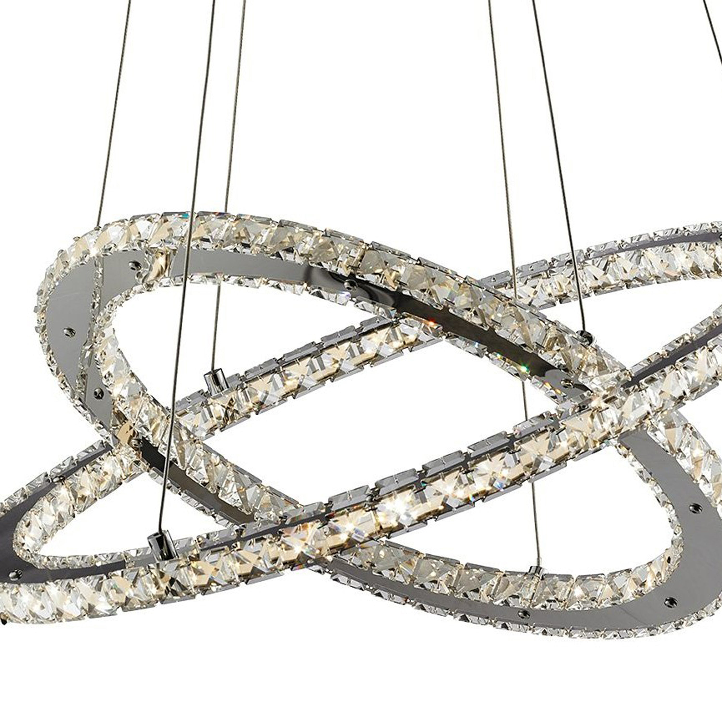 Searchlight Canarvan 2 Light LED Ring Ceiling Pendant - Chrome & Clear Glass