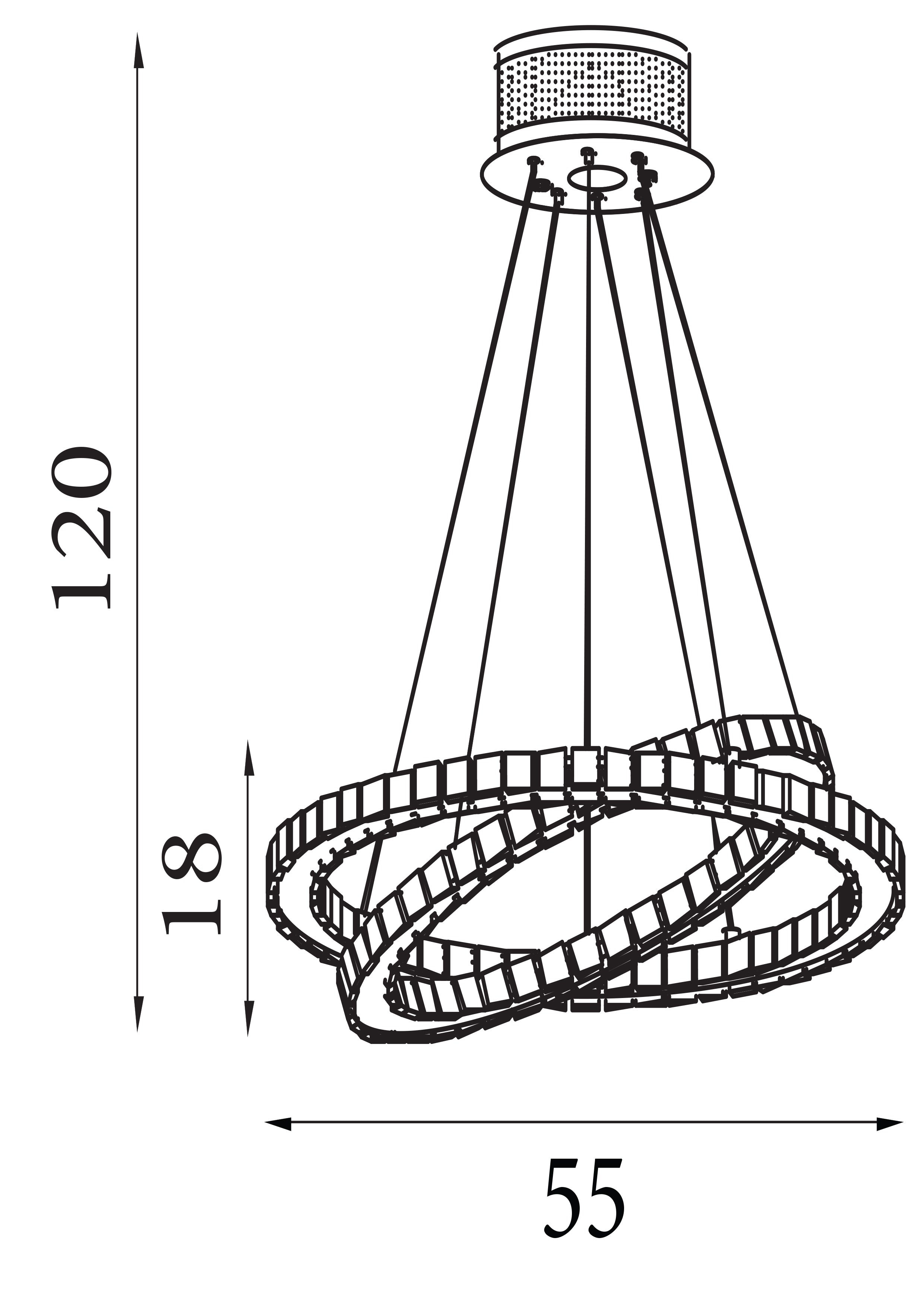 Searchlight Canarvan 2 Light LED Ring Ceiling Pendant - Chrome & Clear Glass